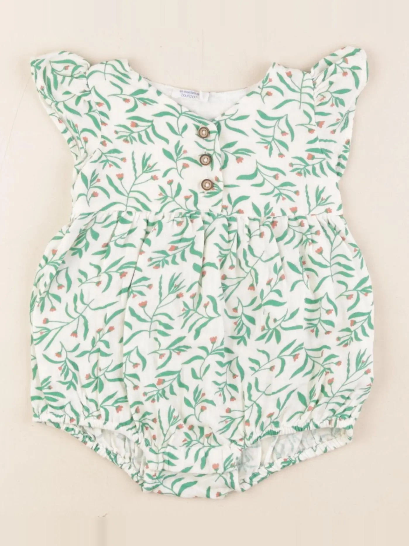 Boutchou - combinaison beige, vert - 6 mois