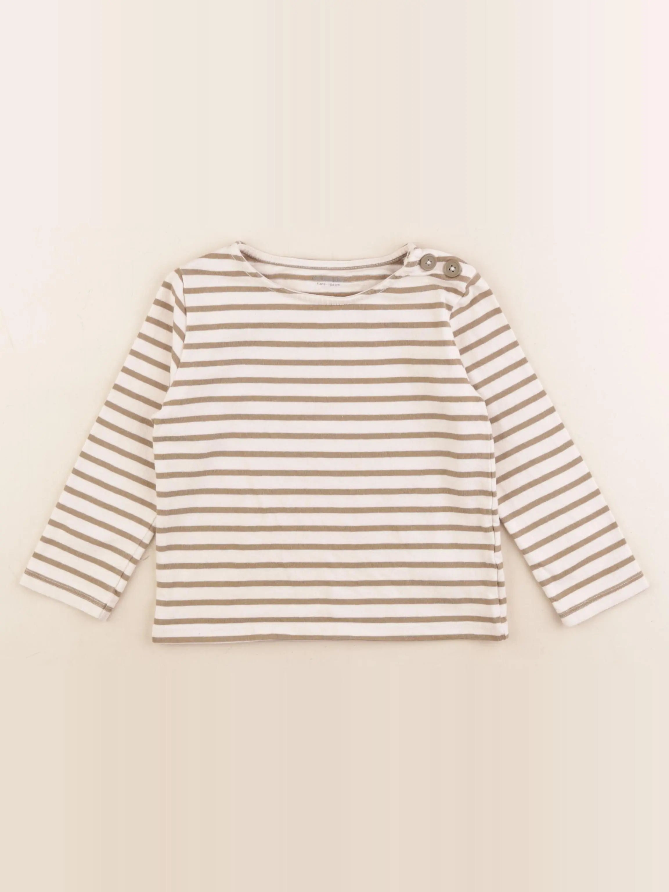 Vertbaudet - tee-shirt beige, vert - 4 ans