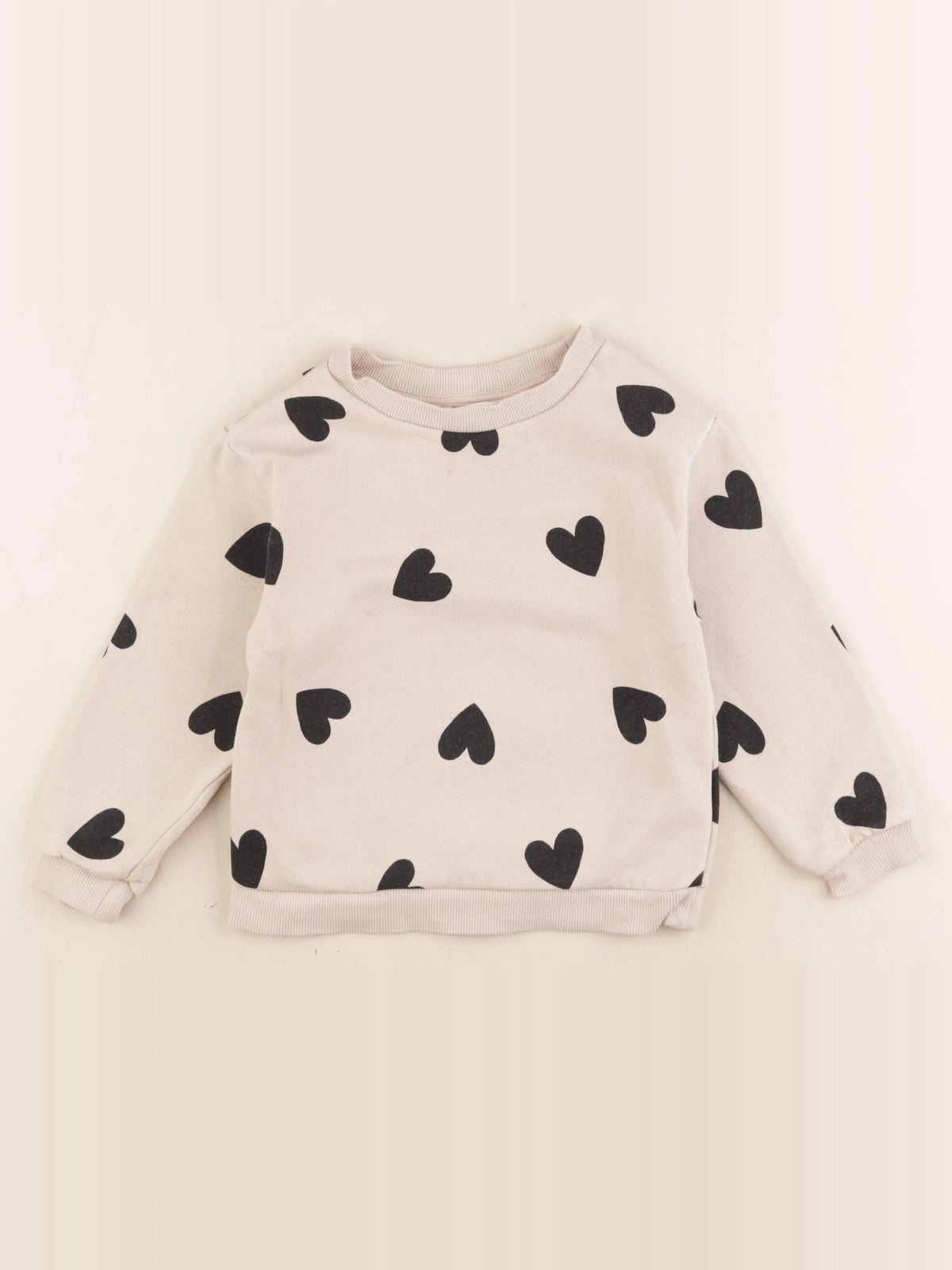 H&M - sweat beige, noir - 2/4 ans