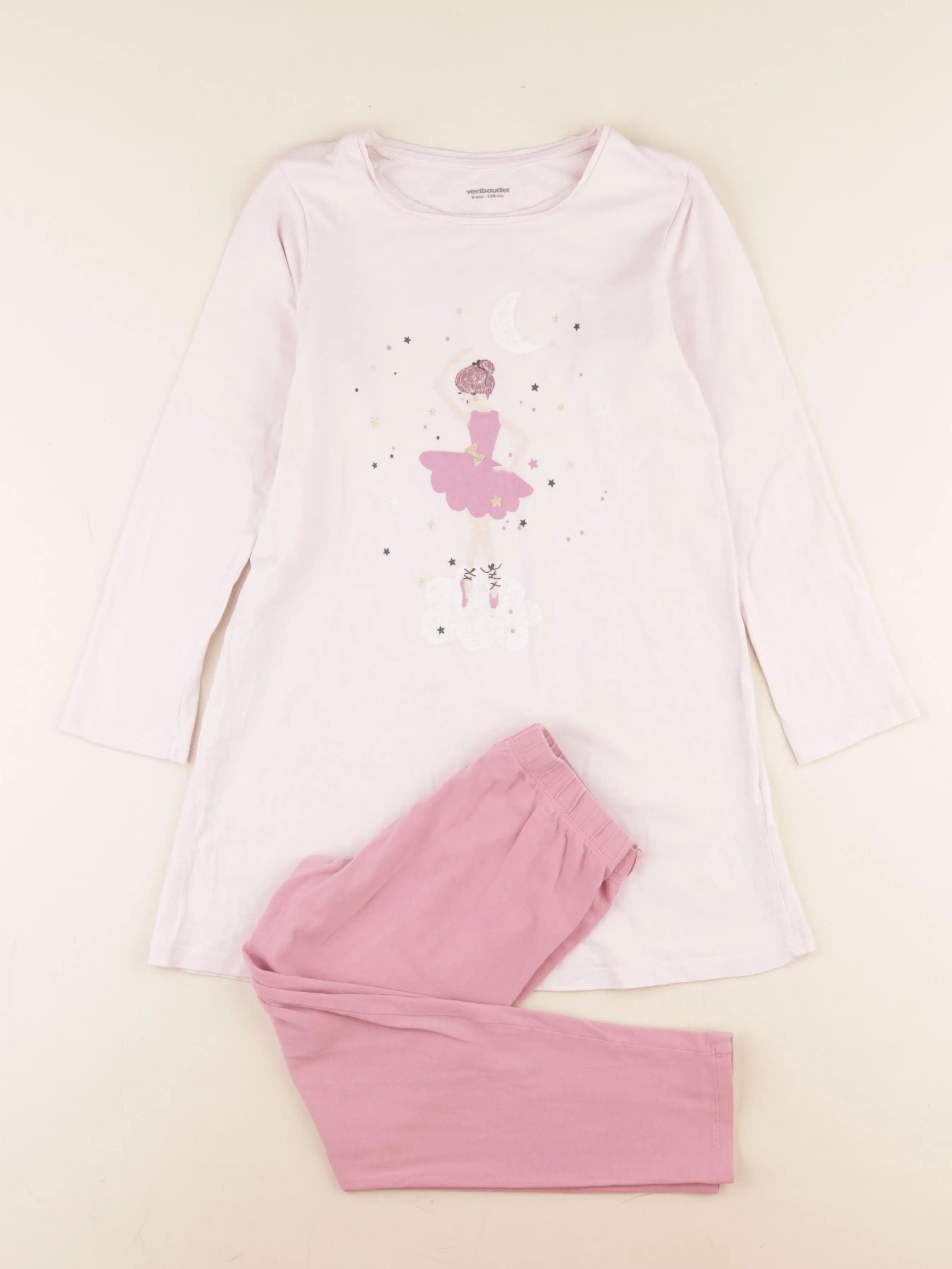 Vertbaudet - pyjama coton rose - 8 ans