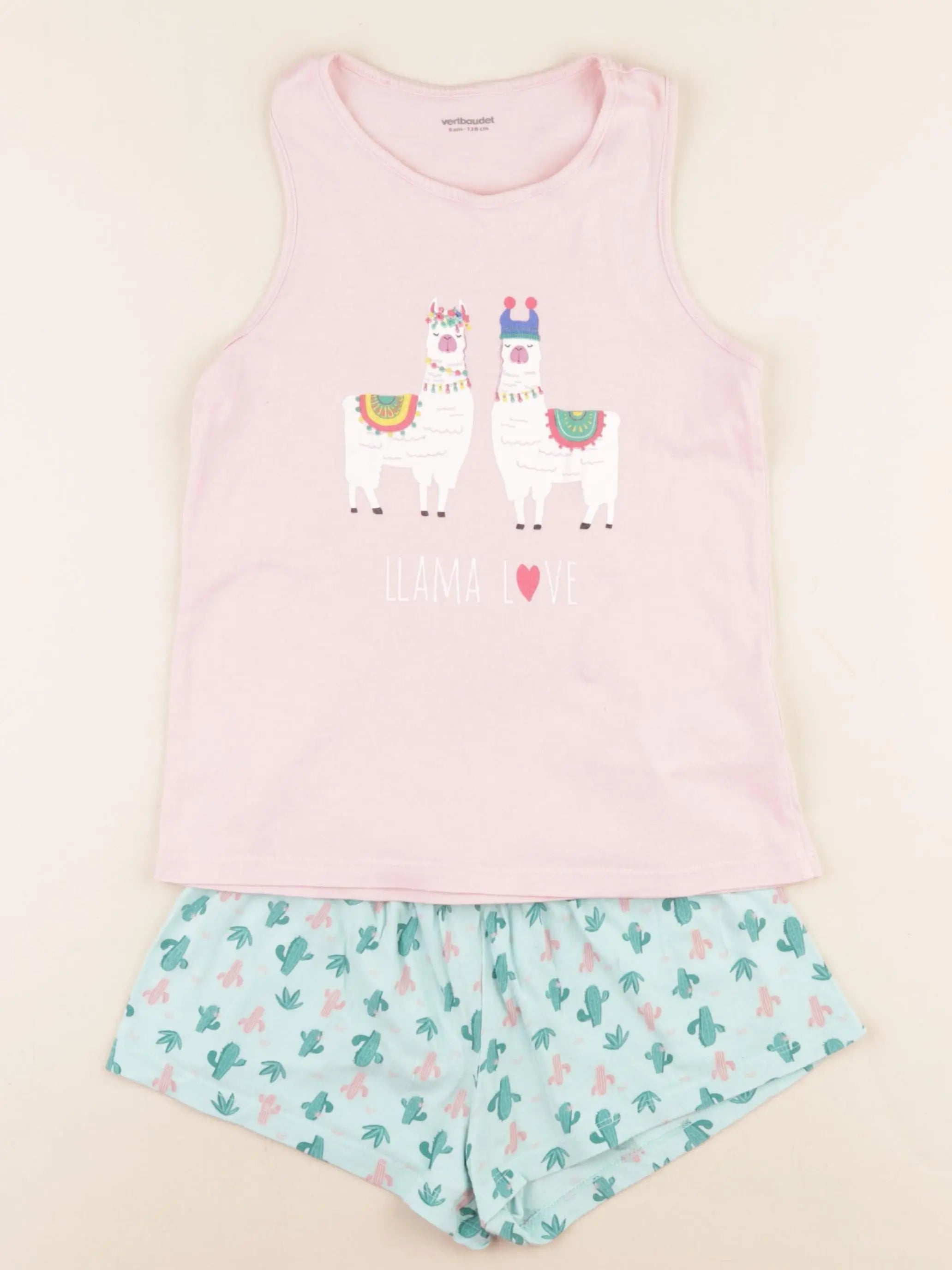 Vertbaudet - pyjama coton rose, bleu - 8 ans