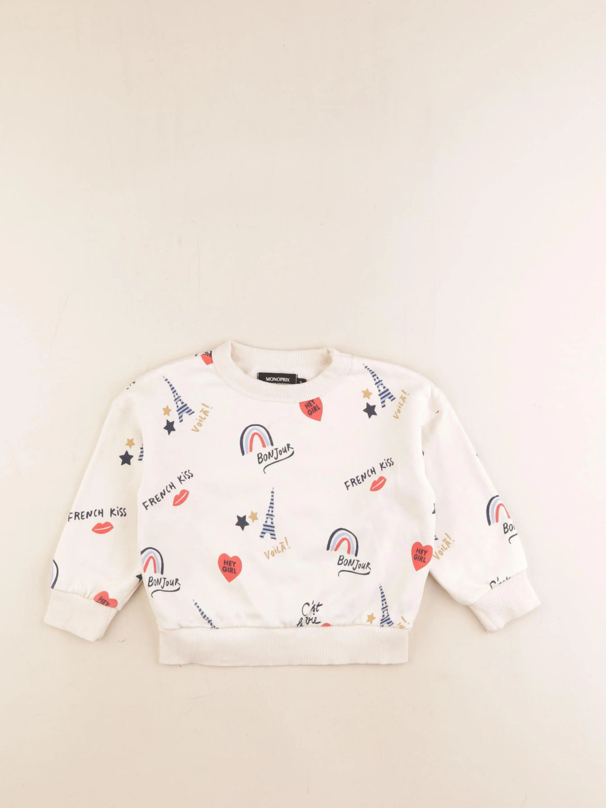 Monoprix - sweat beige - 3 ans