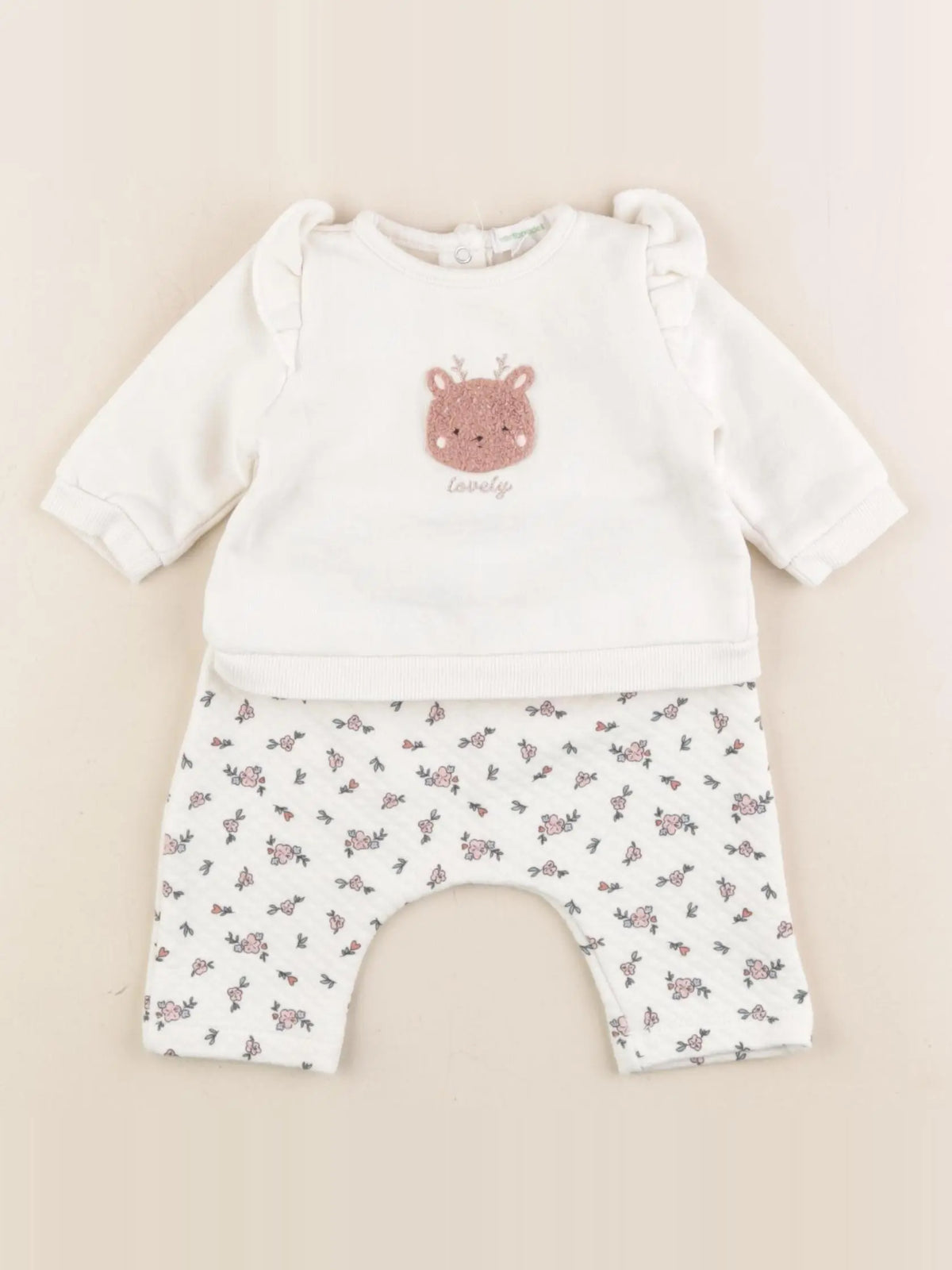 Vertbaudet - ensemble beige - 1 mois