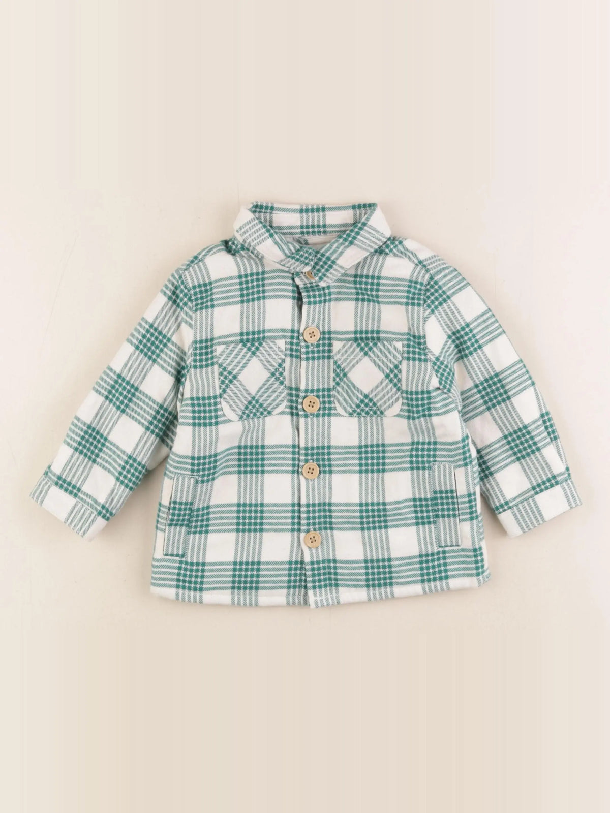 Boutchou - chemise vert - 9 mois