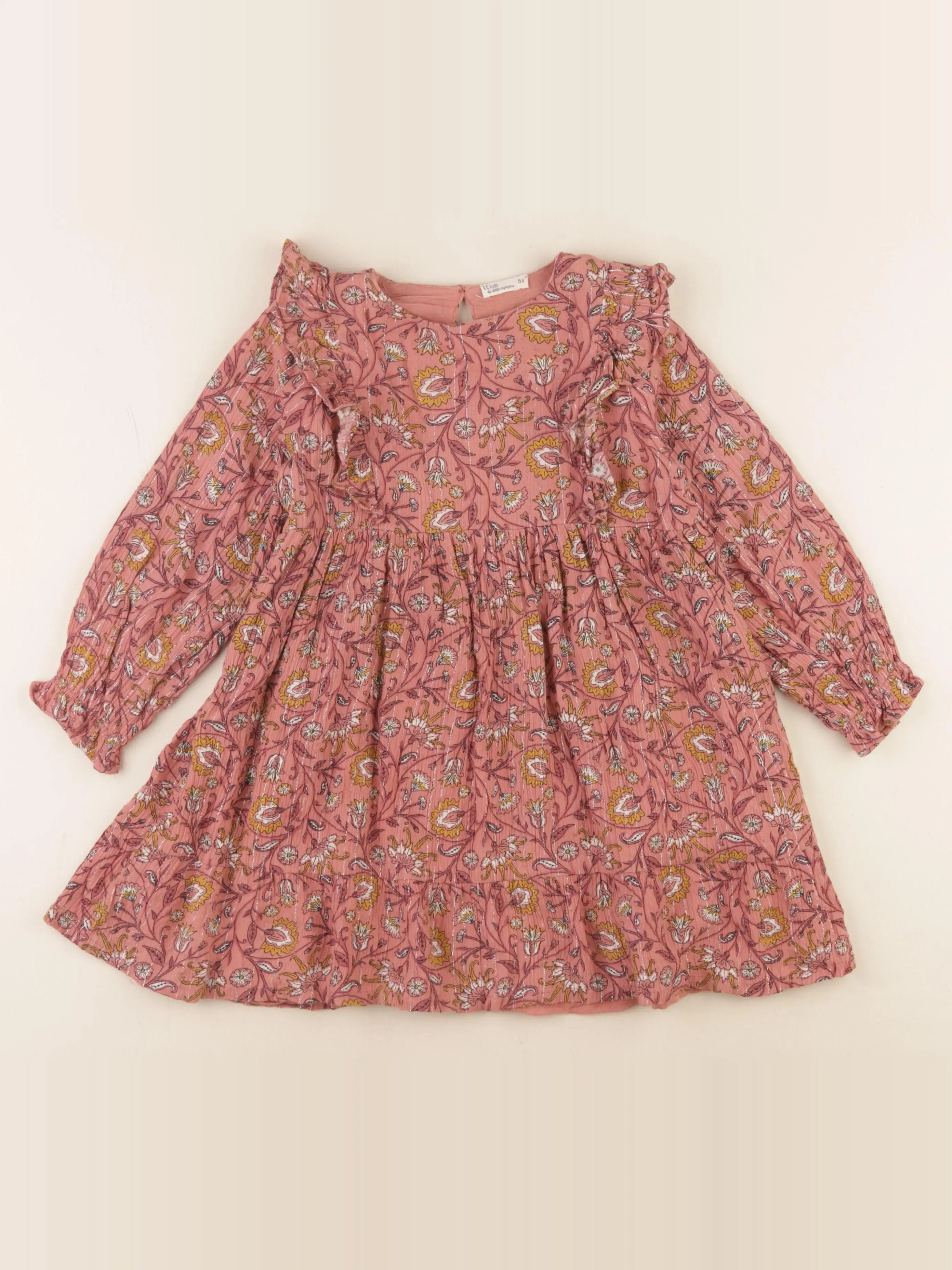 Little Cigogne - robe argent, rose - 5 ans