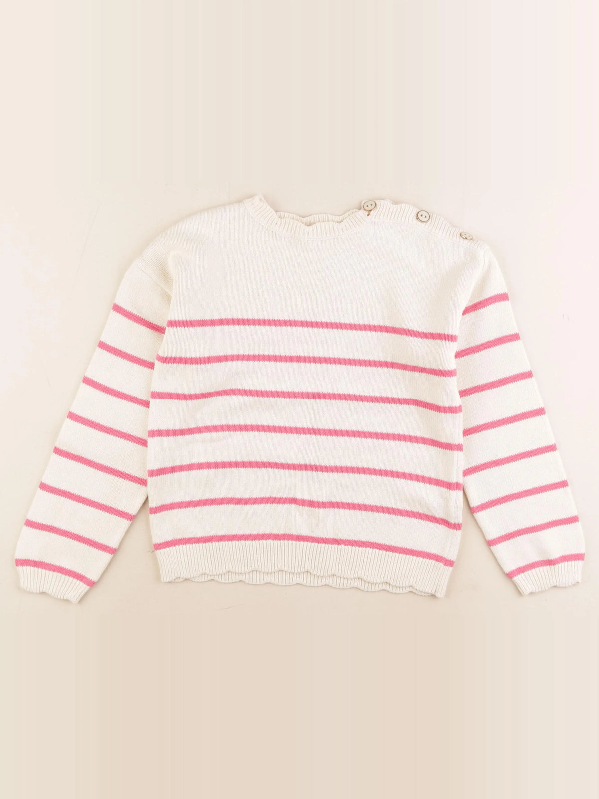 Vertbaudet - pull rose, beige - 8 ans