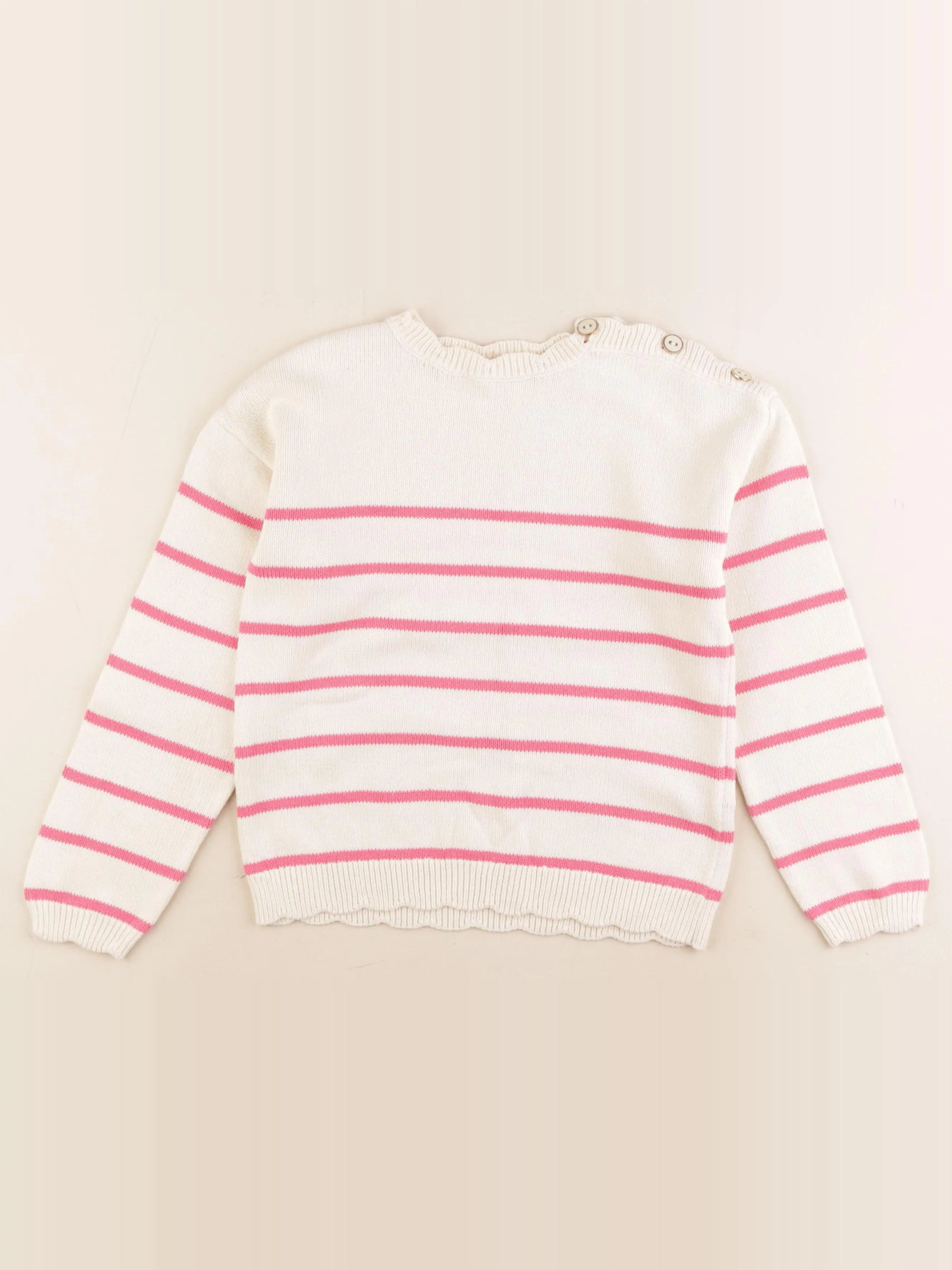 Vertbaudet - pull rose, beige - 8 ans