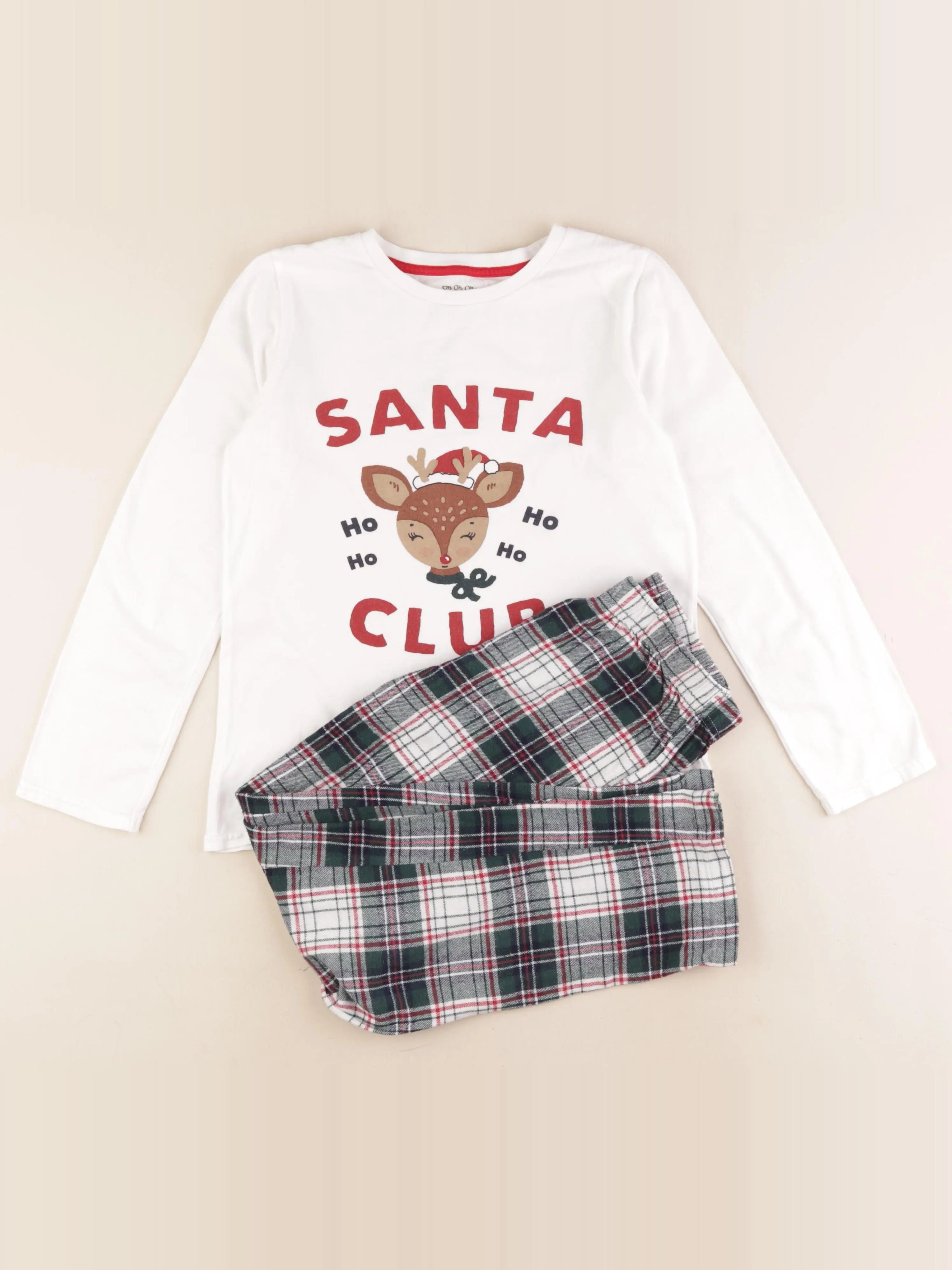 Vertbaudet - pyjama coton vert, blanc - 10 ans
