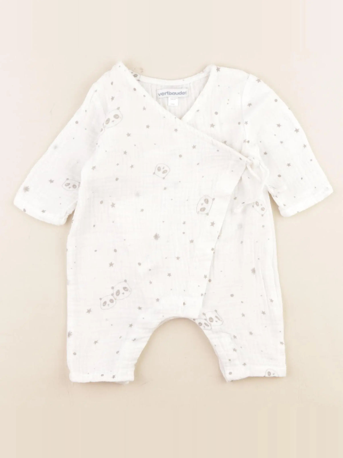 Vertbaudet - pyjama coton blanc - 1 mois