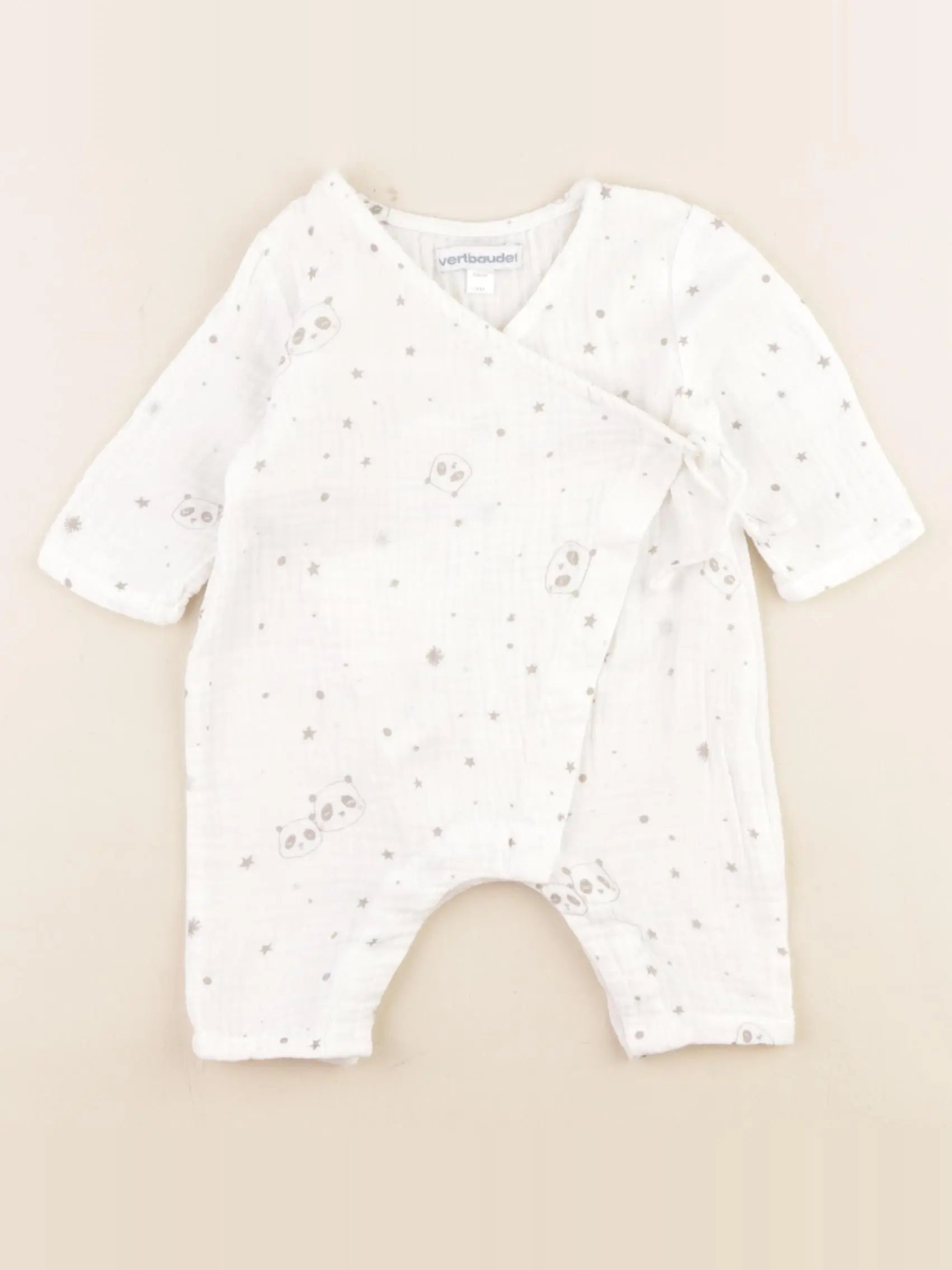 Vertbaudet - pyjama coton blanc - 1 mois