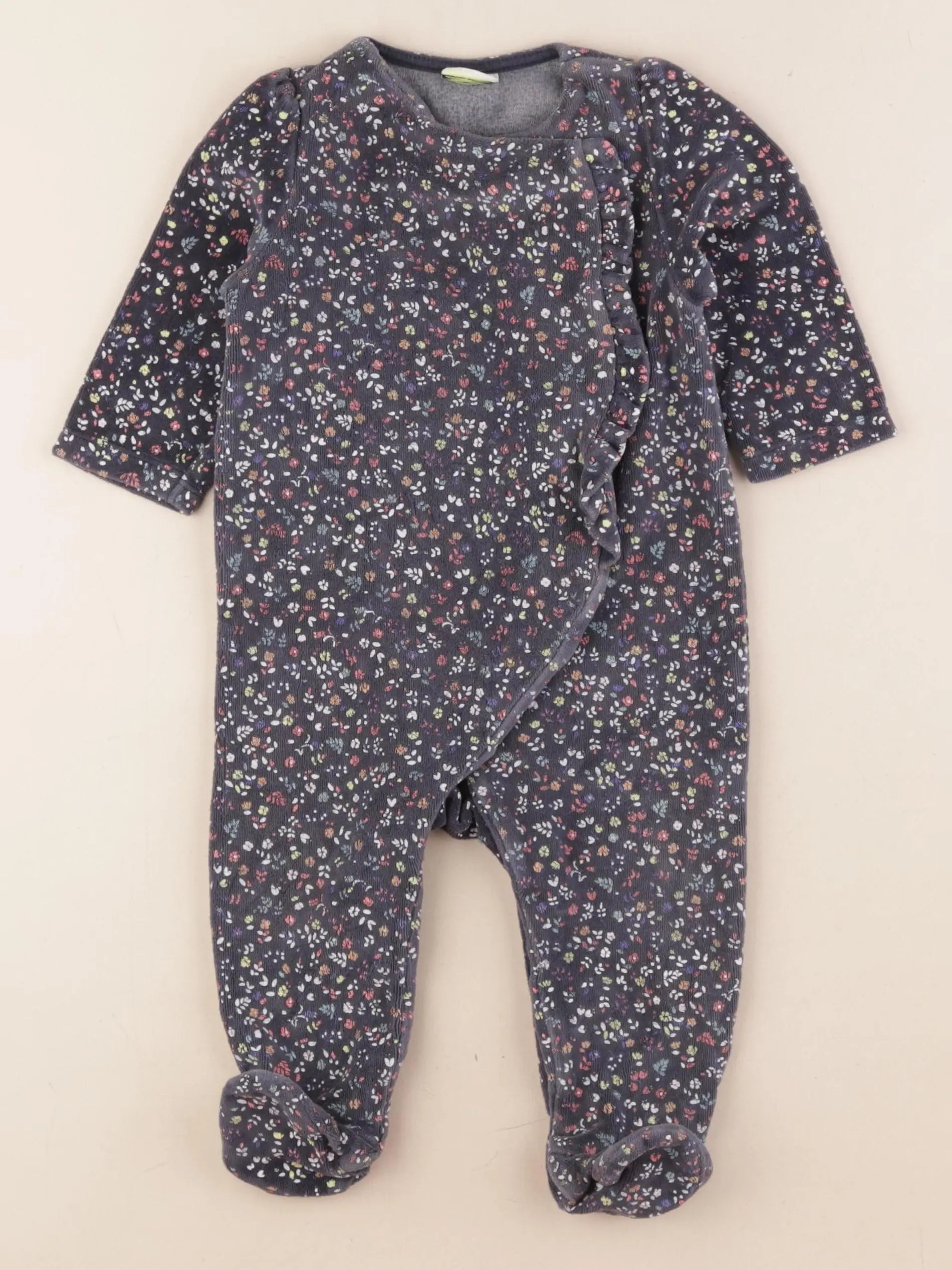 Tape à l'oeil - pyjama velours bleu - 12 mois
