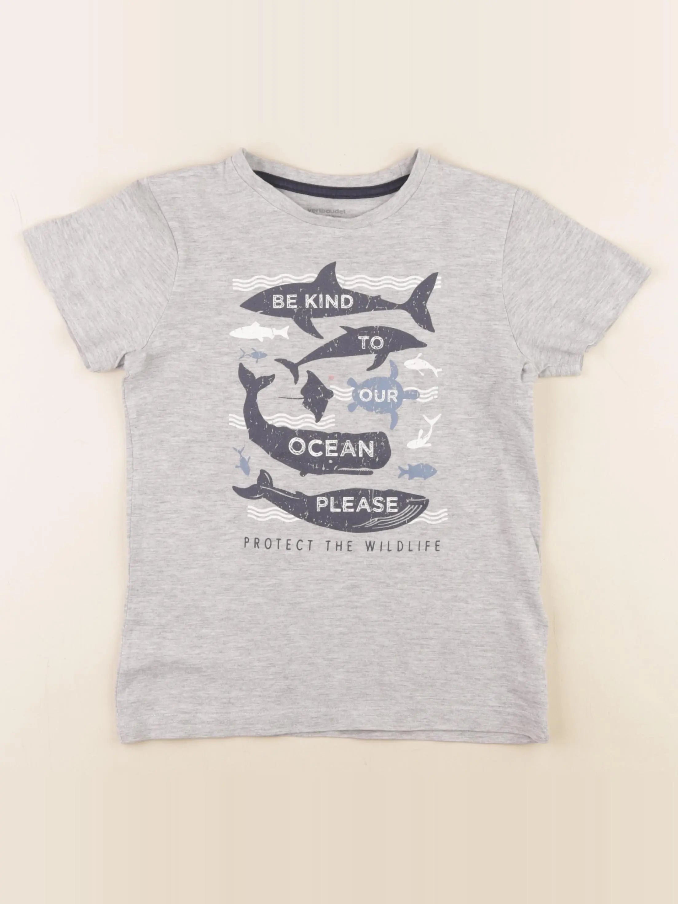 Vertbaudet - tee-shirt gris - 8 ans