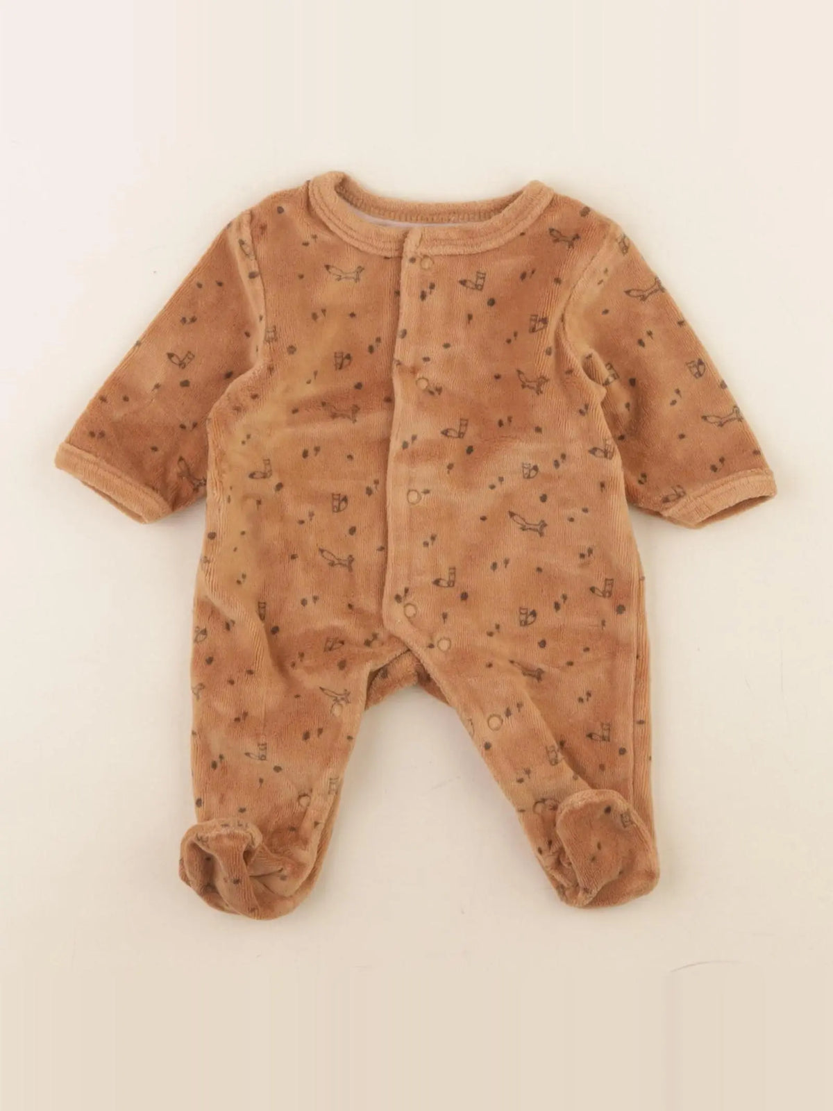 Vertbaudet - pyjama velours marron - 0 mois