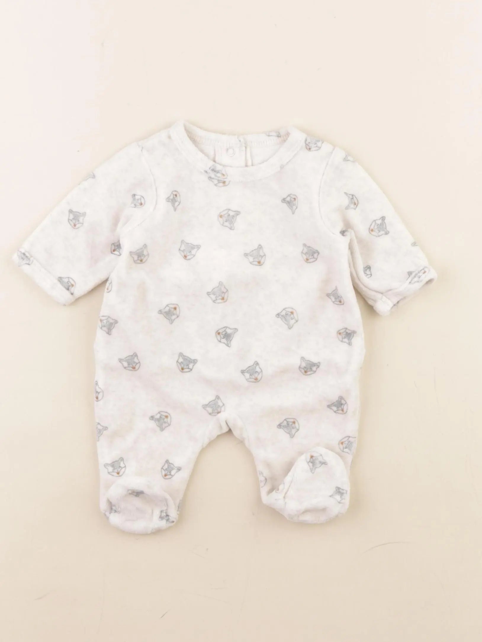 Vertbaudet - pyjama velours beige - 0 mois