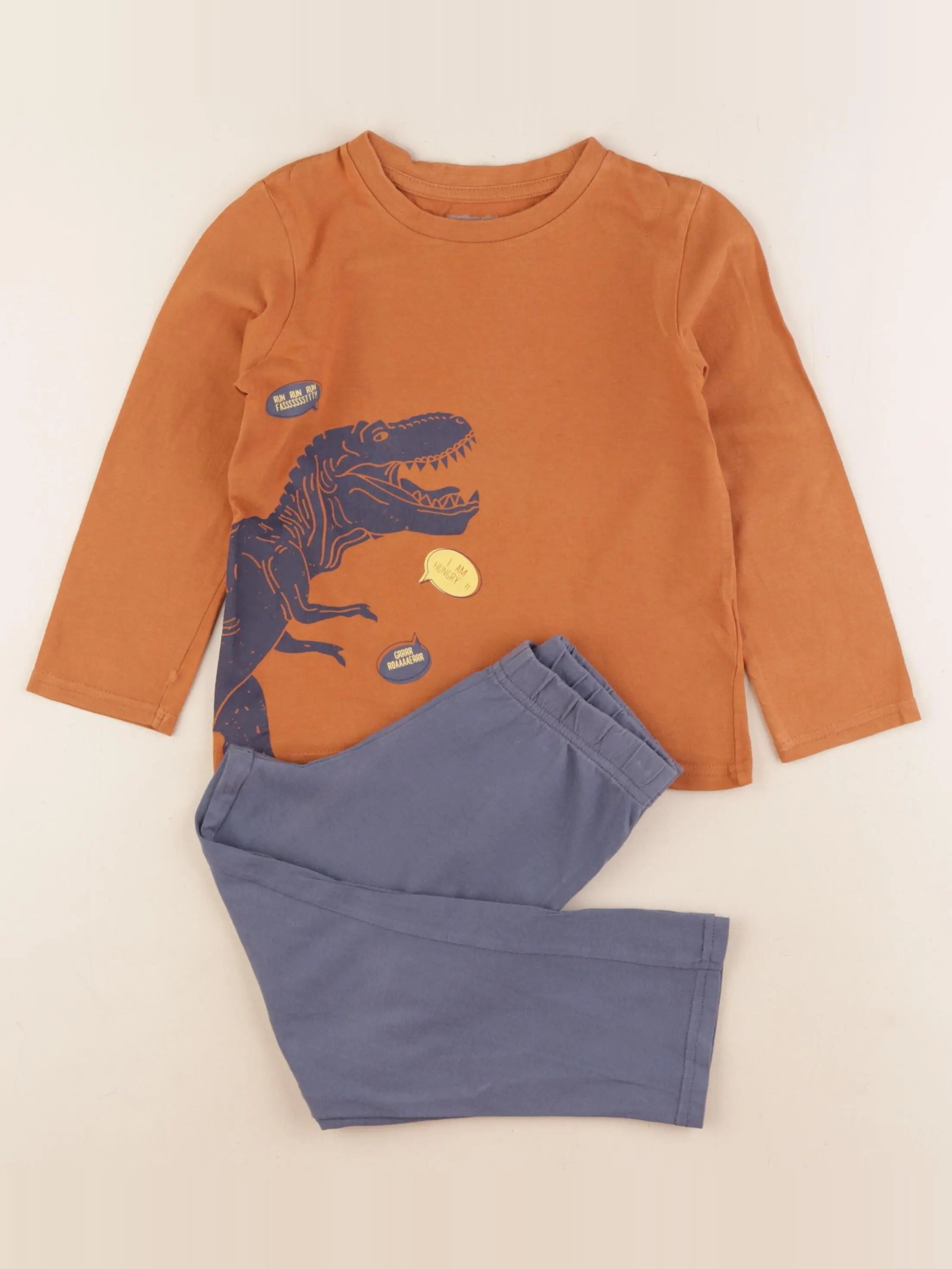 Vertbaudet - pyjama coton bleu, orange - 4 ans