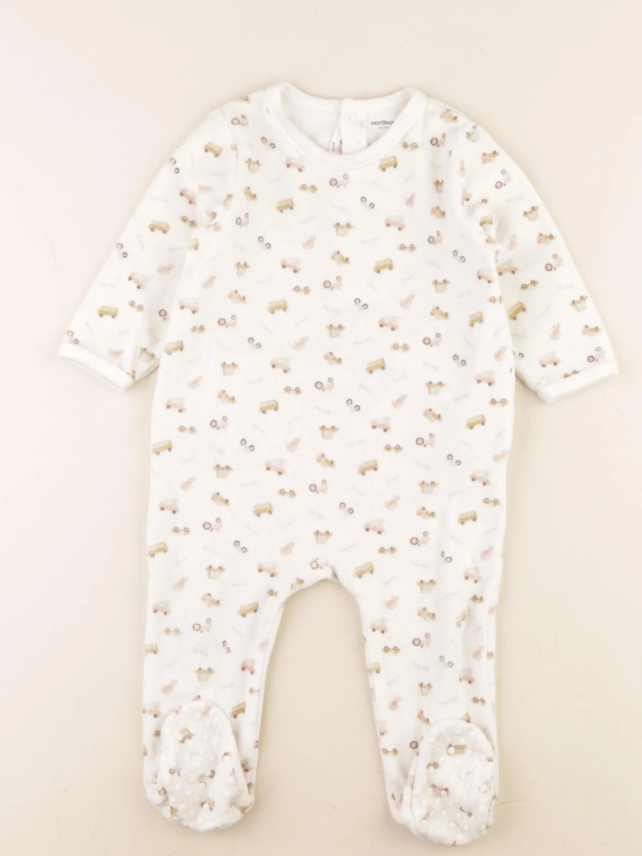 Vertbaudet - pyjama velours blanc - 18 mois