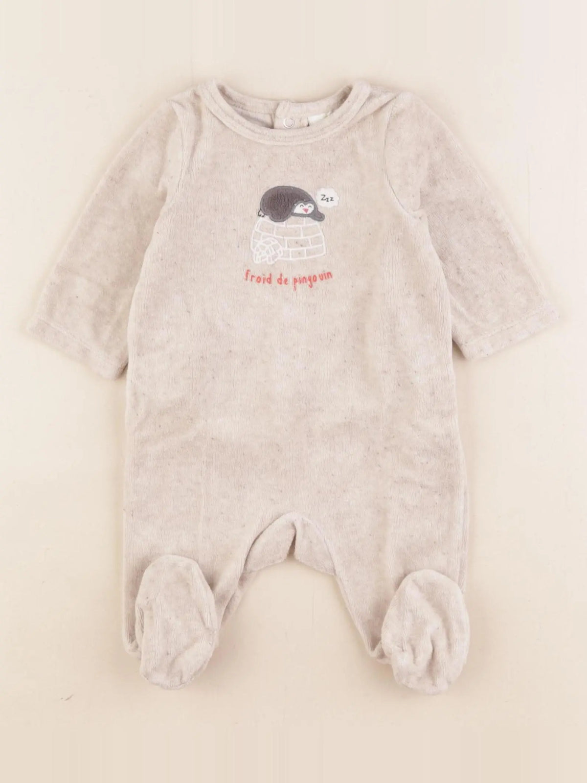 Tape à l'oeil - pyjama velours beige - 1 mois