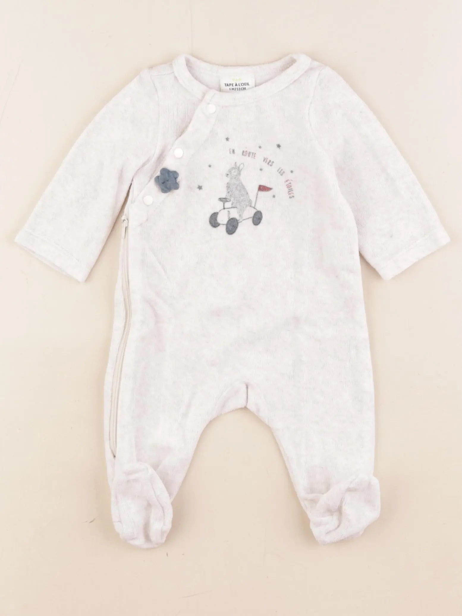 Tape à l'oeil - pyjama velours beige - 1 mois