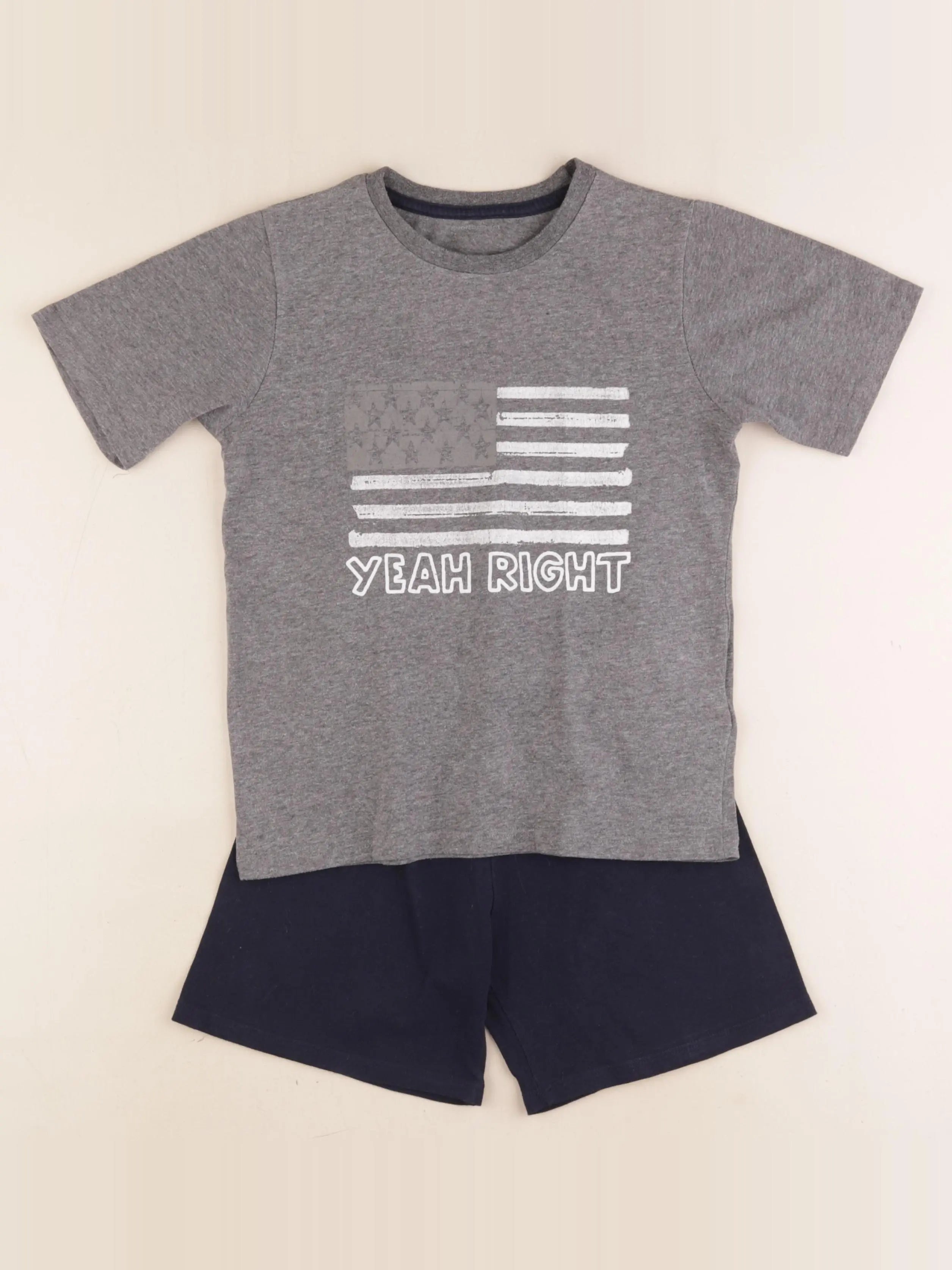 Vertbaudet - pyjama coton bleu, gris - 8 ans