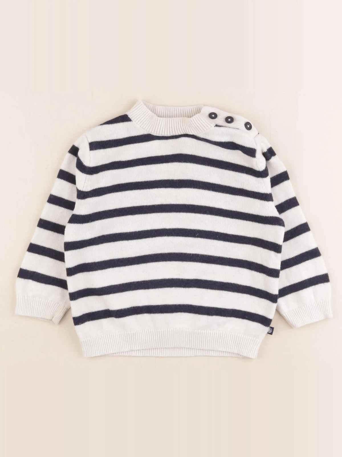 Petit Bateau - pull blanc, bleu - 18 mois