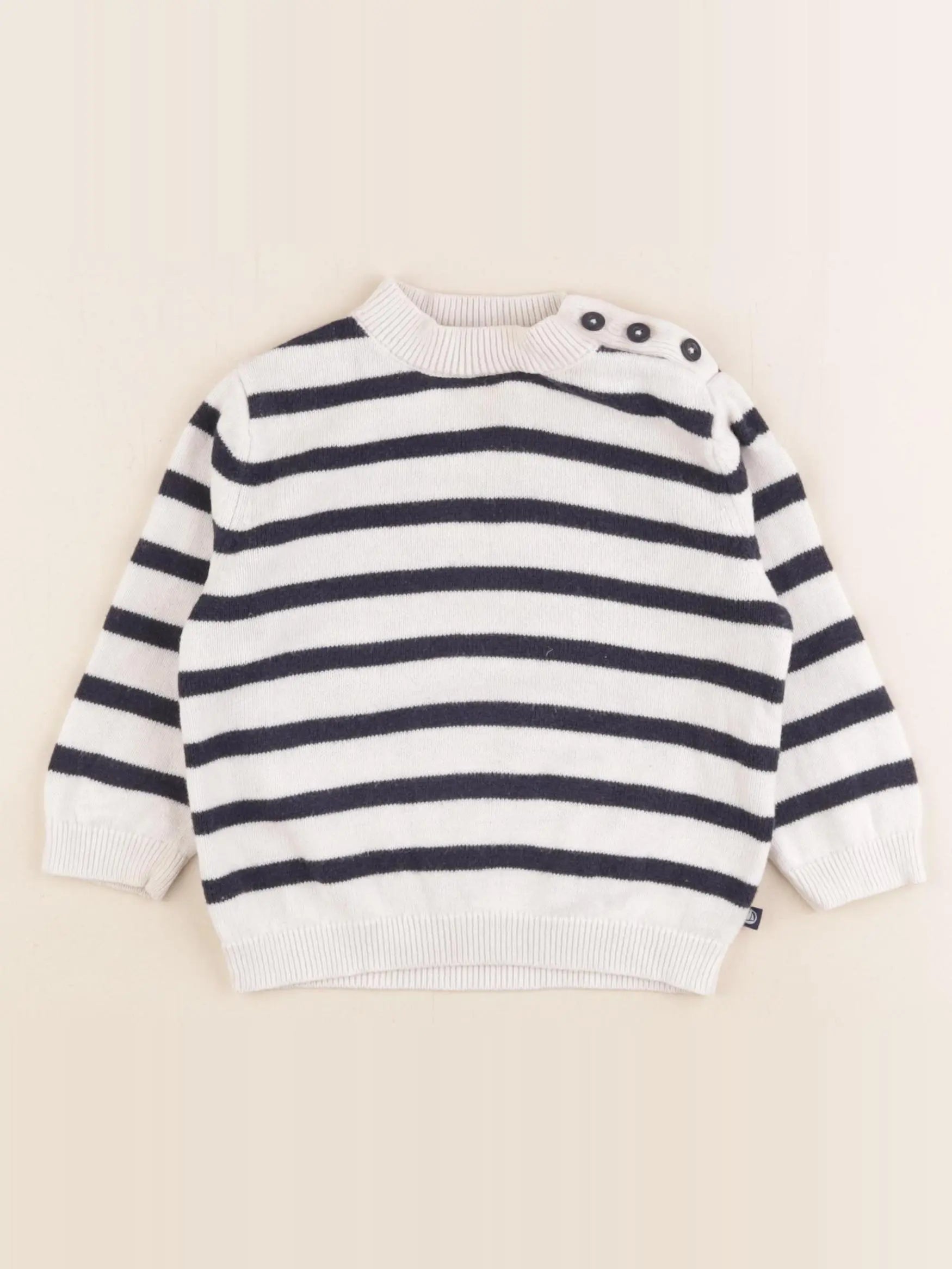 Petit Bateau - pull blanc, bleu - 18 mois