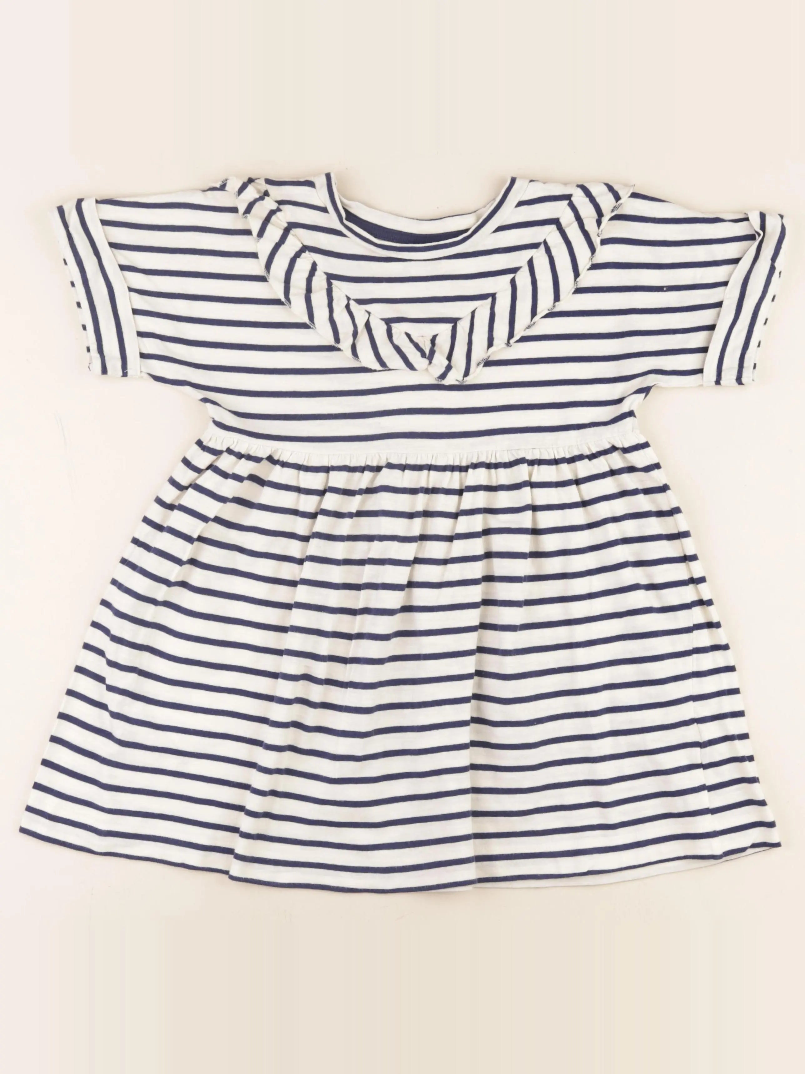 Petit Bateau - robe blanc, bleu - 6 ans
