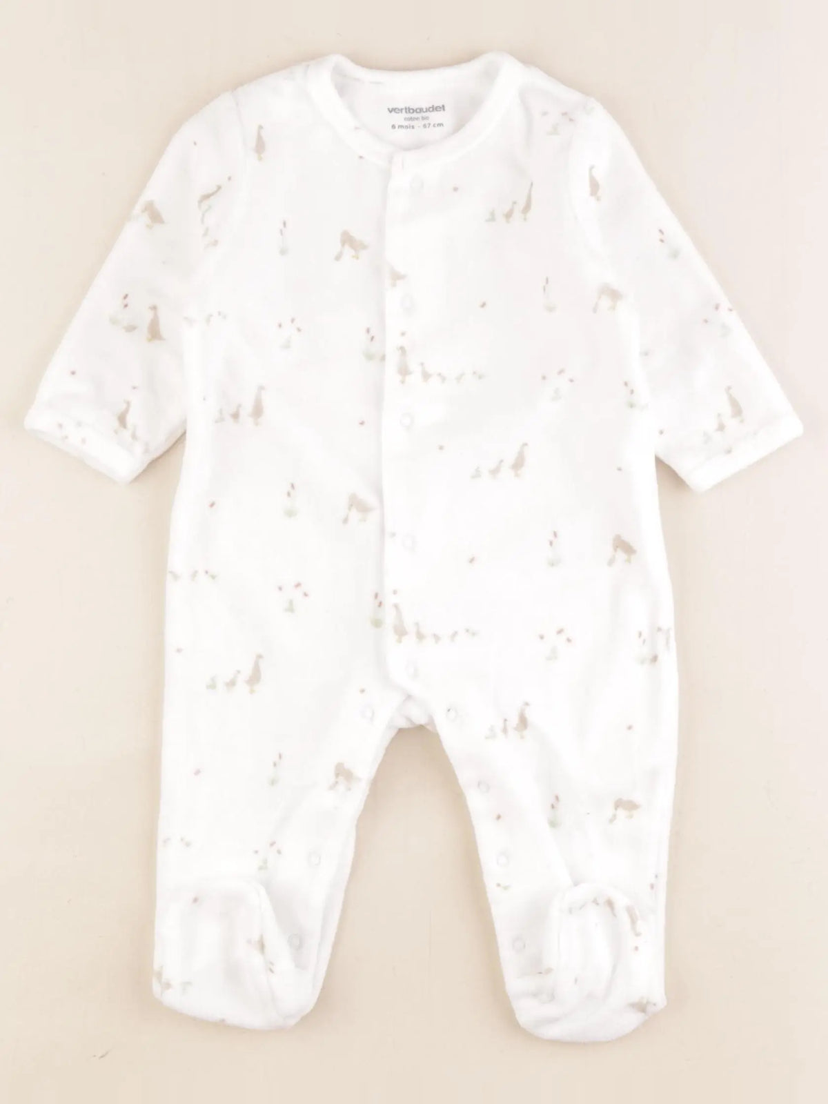 Vertbaudet - pyjama velours blanc - 6 mois