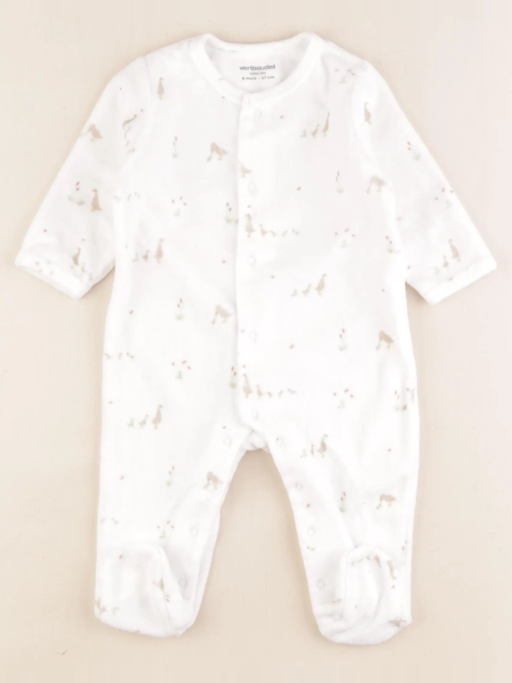 Vertbaudet - pyjama velours blanc - 6 mois