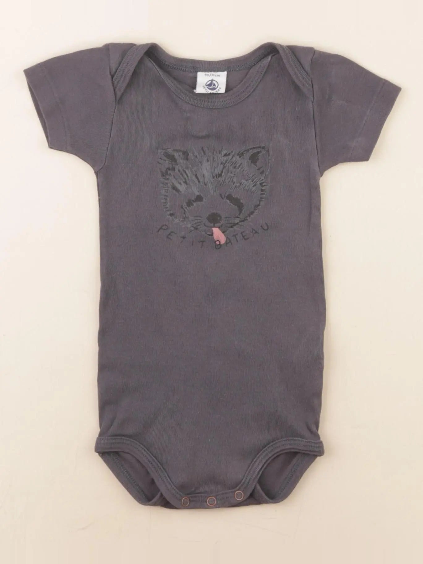 Petit Bateau - body gris - 9 mois