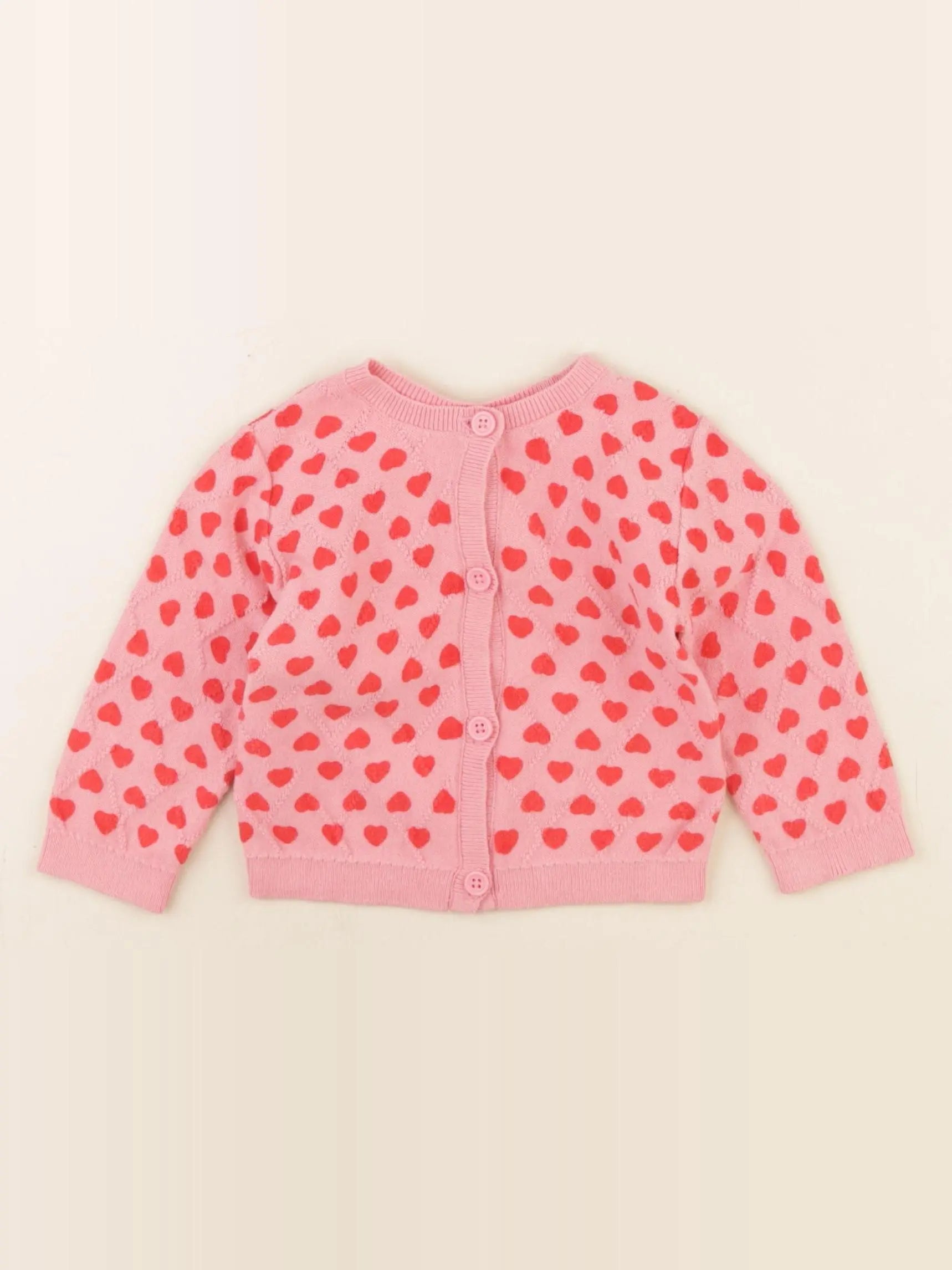 Bonton - gilet rose, rouge - 6 mois