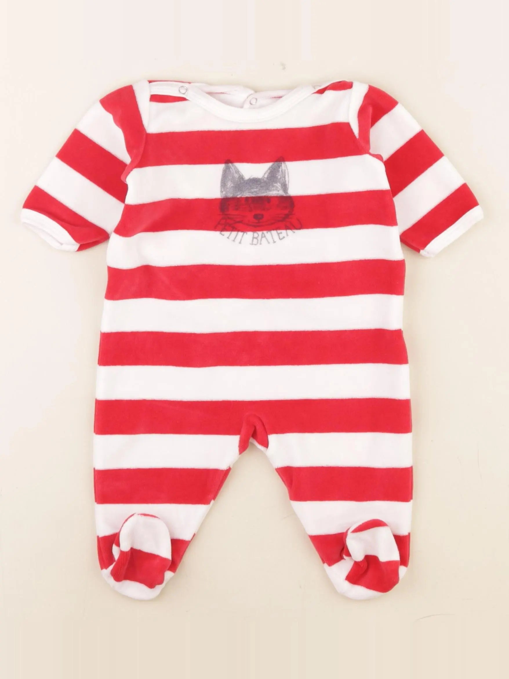 Petit Bateau - pyjama velours rouge - 3 mois