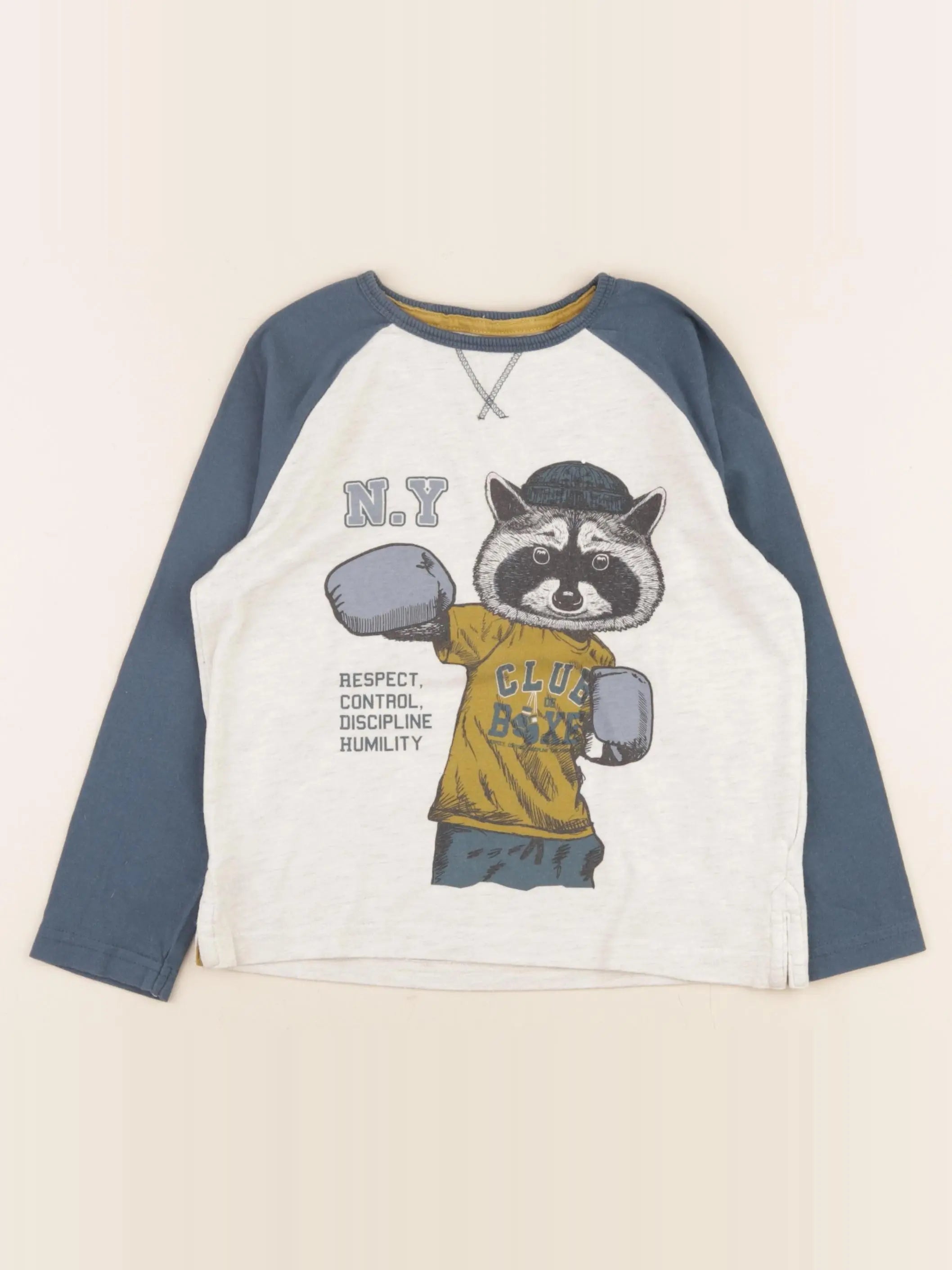 Vertbaudet - tee-shirt beige, bleu - 5 ans