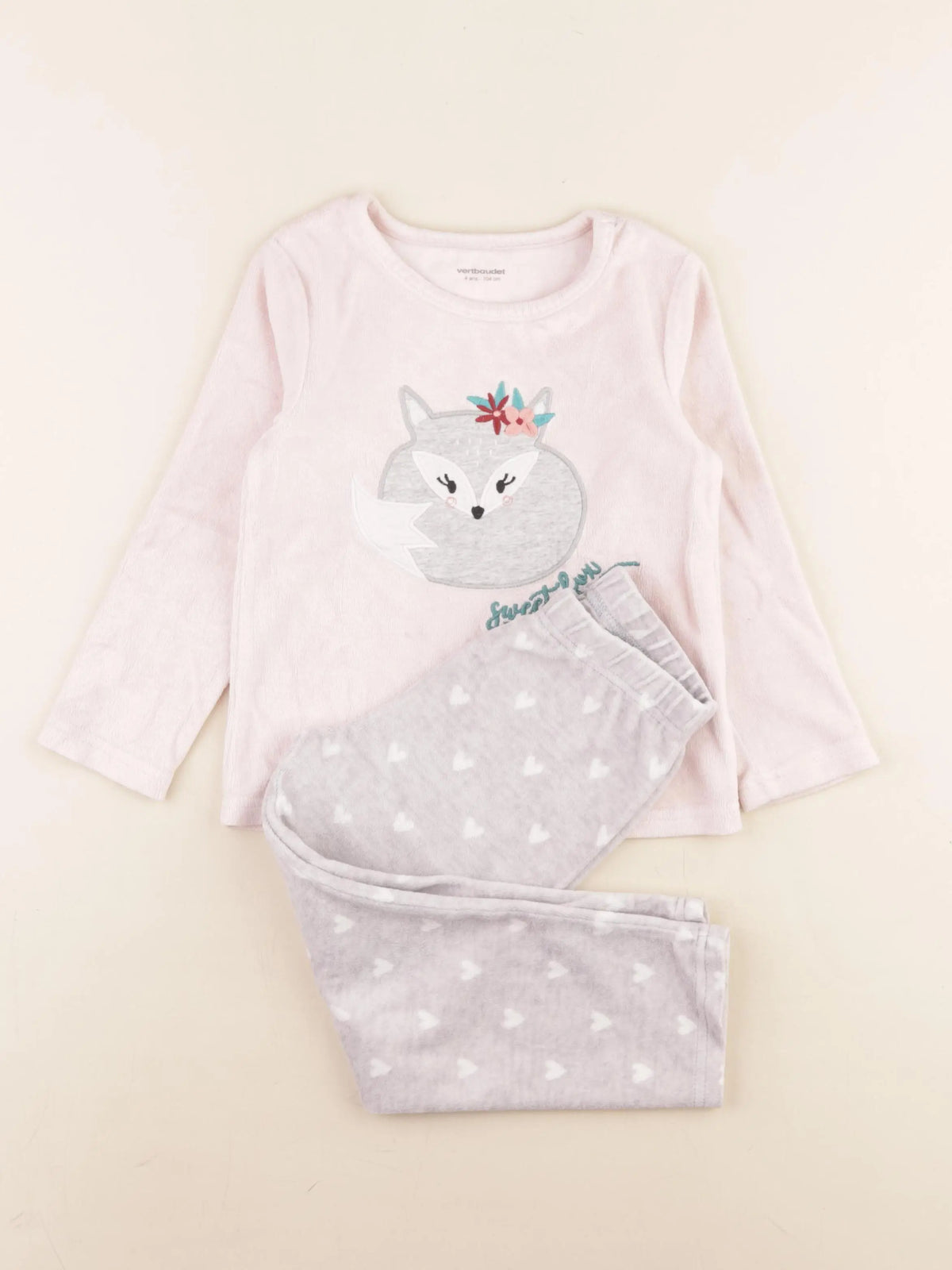 Vertbaudet - pyjama velours multicolore - 4 ans