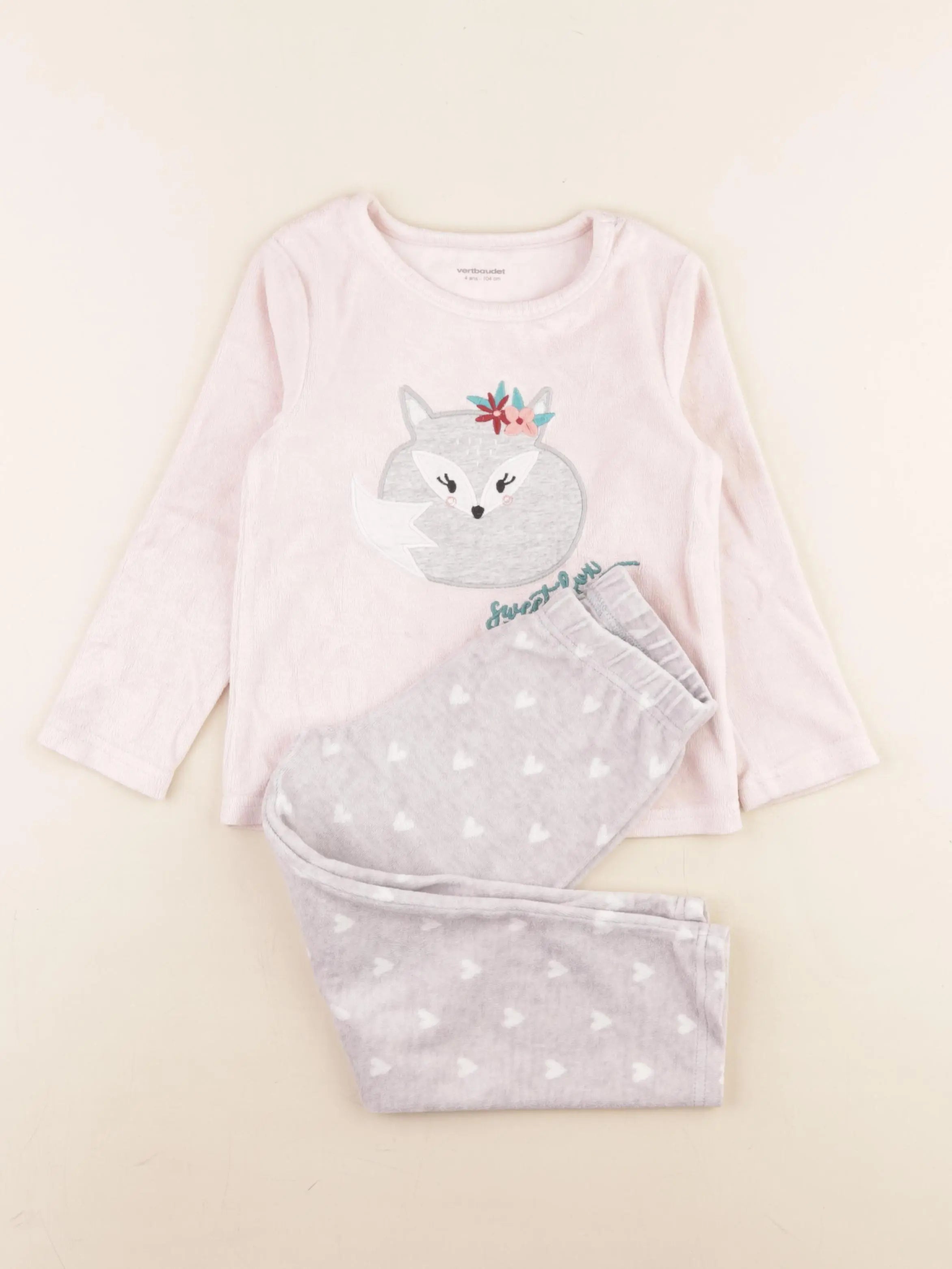 Vertbaudet - pyjama velours multicolore - 4 ans