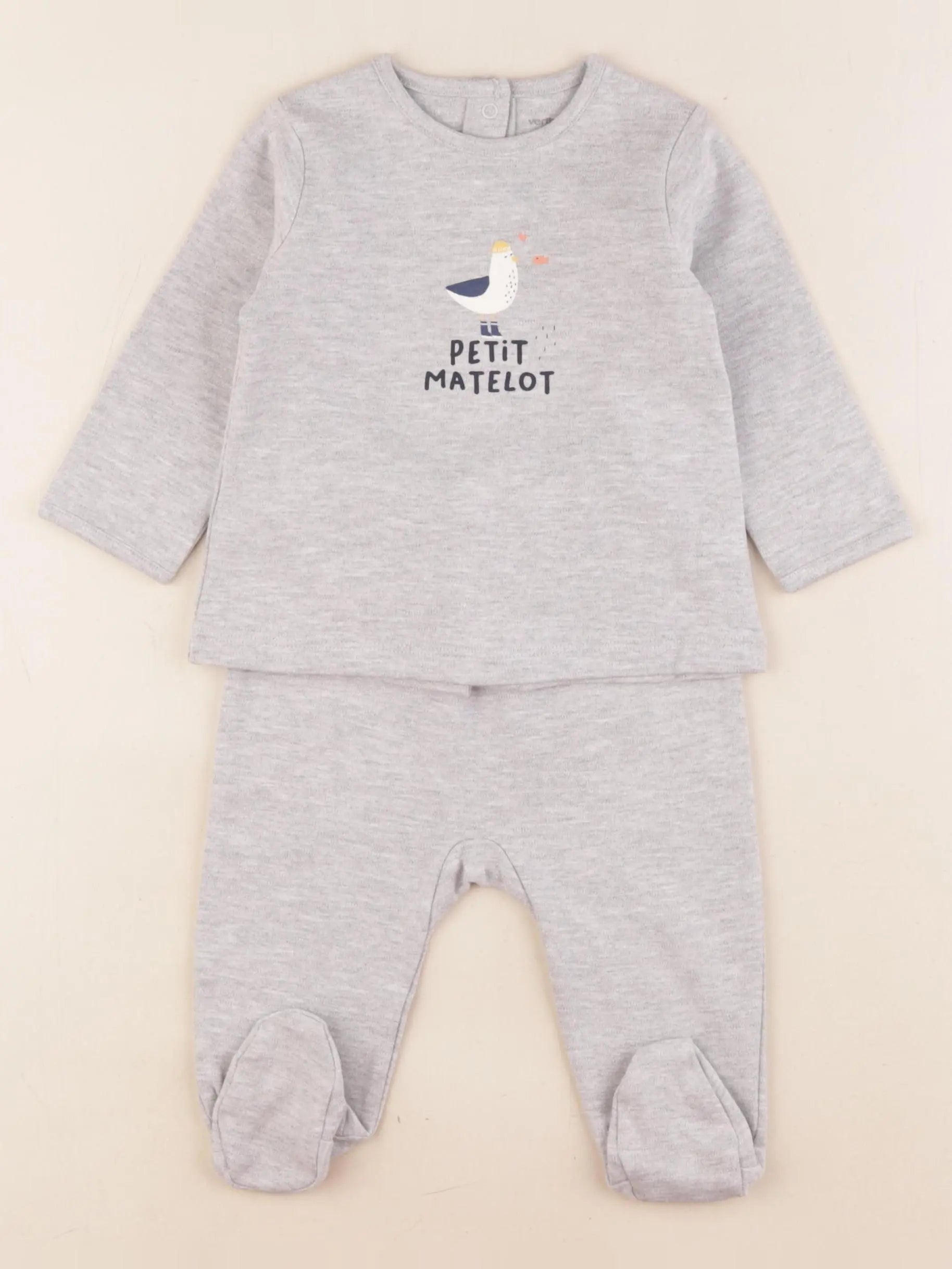 Vertbaudet - pyjama coton gris - 6 mois