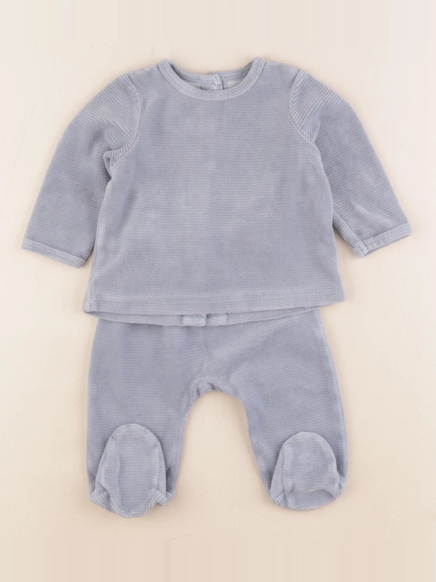 Vertbaudet - pyjama velours bleu - 6 mois
