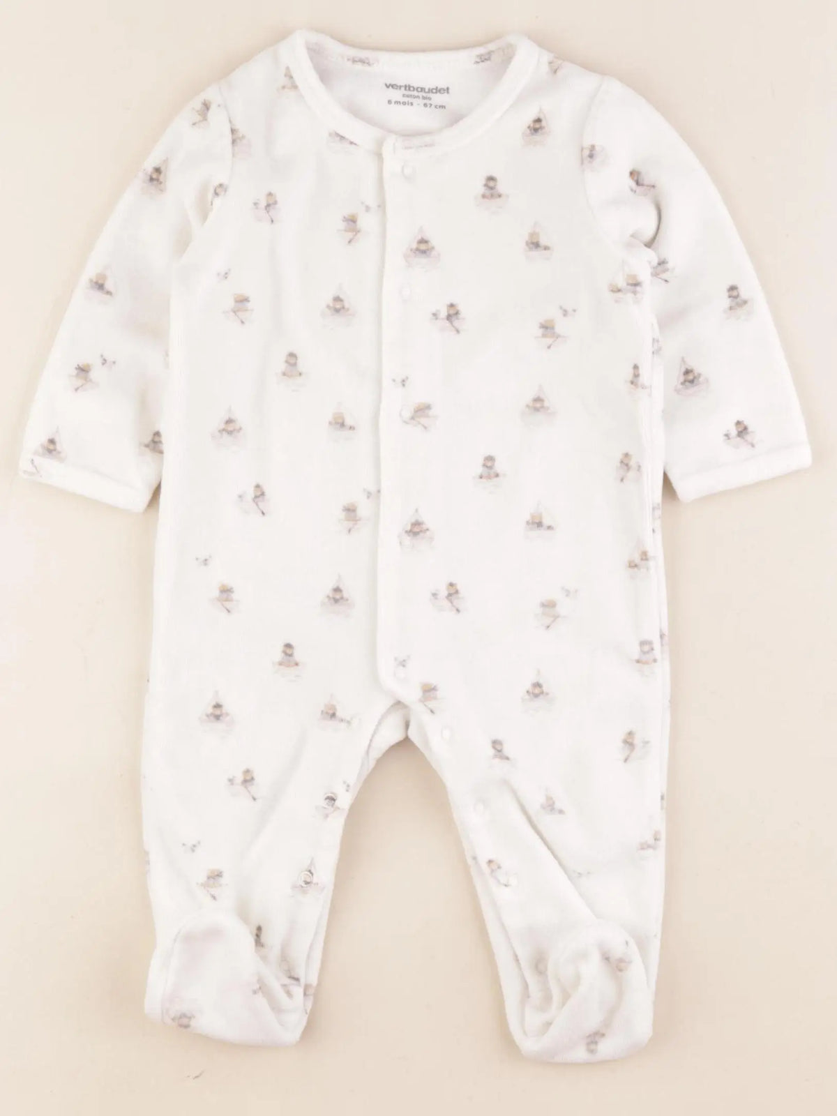 Vertbaudet - pyjama velours beige - 6 mois
