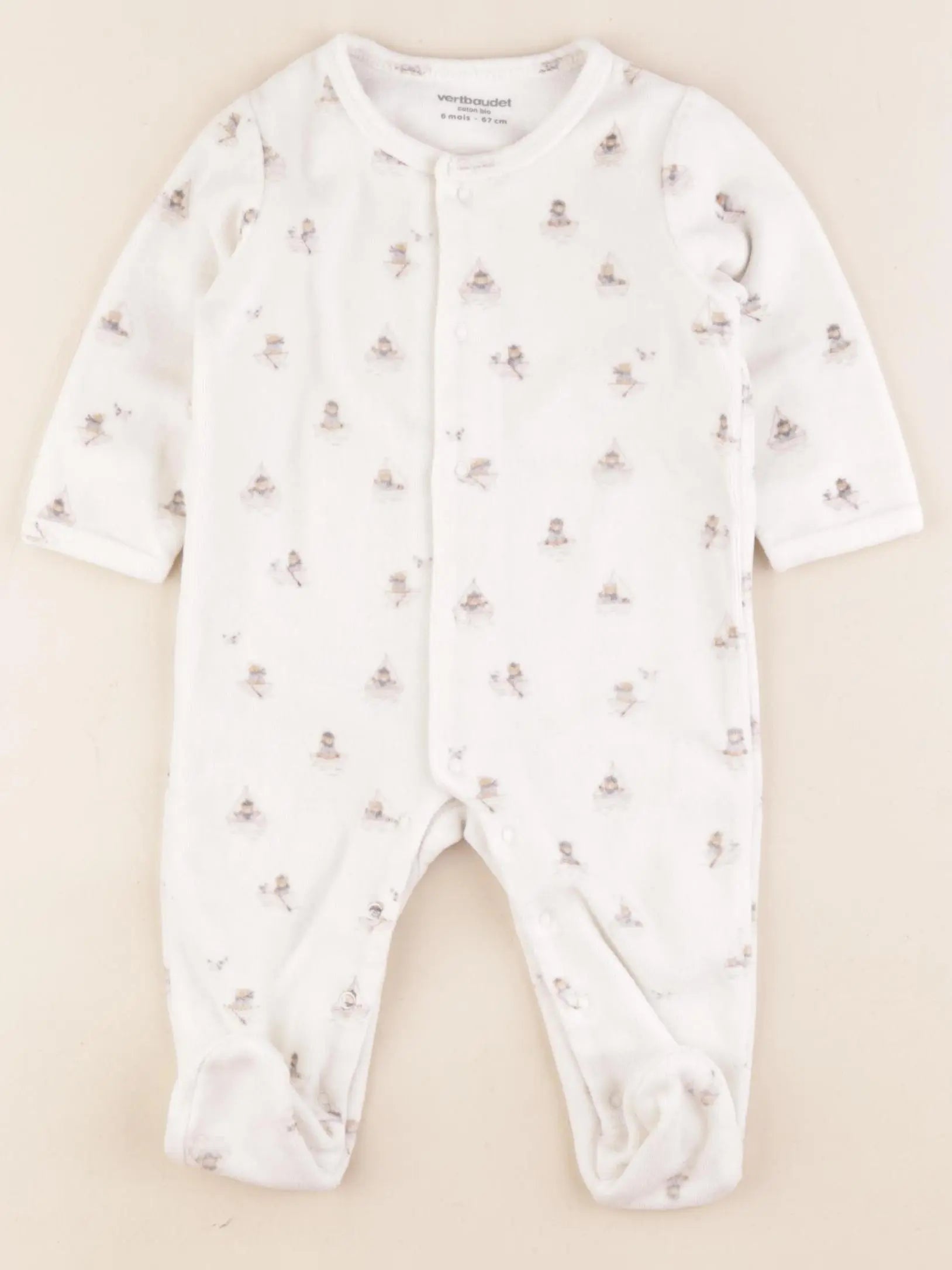 Vertbaudet - pyjama velours beige - 6 mois