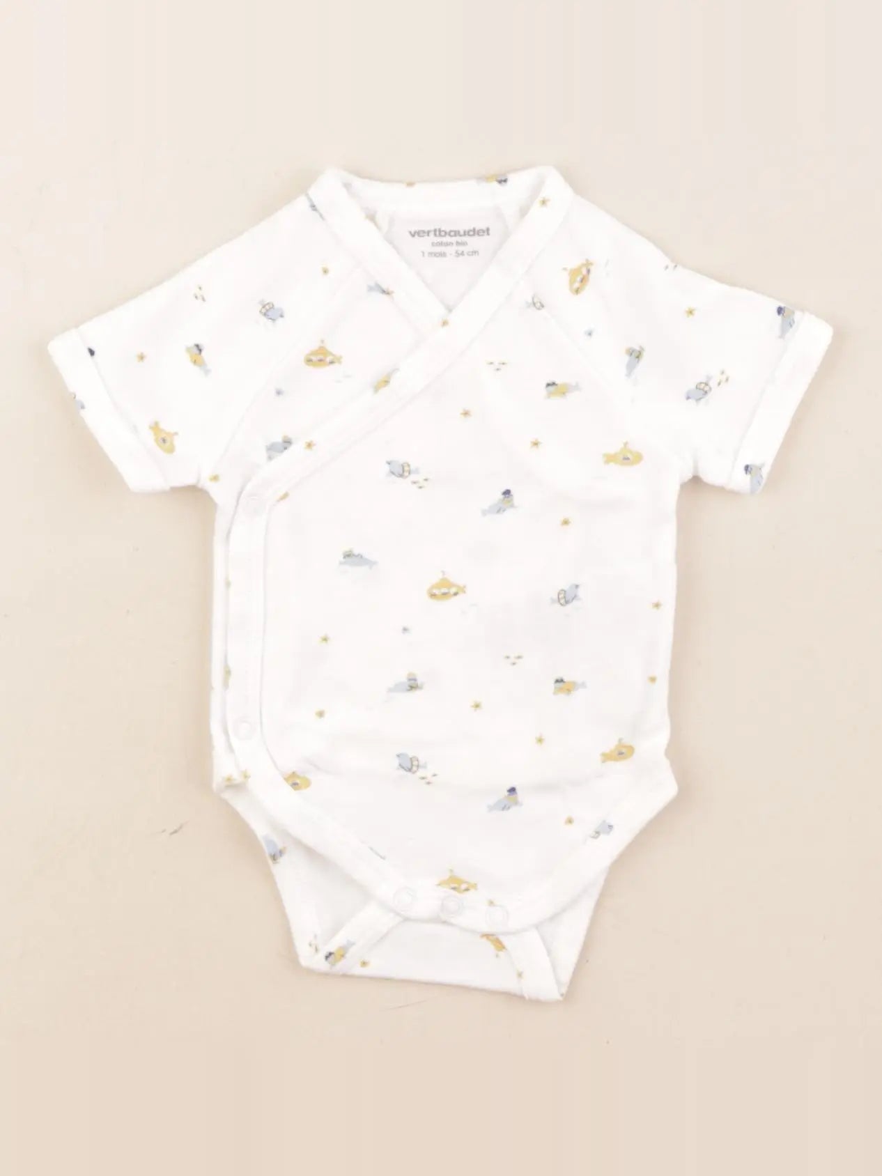 Vertbaudet - body blanc, multicolore - 1 mois