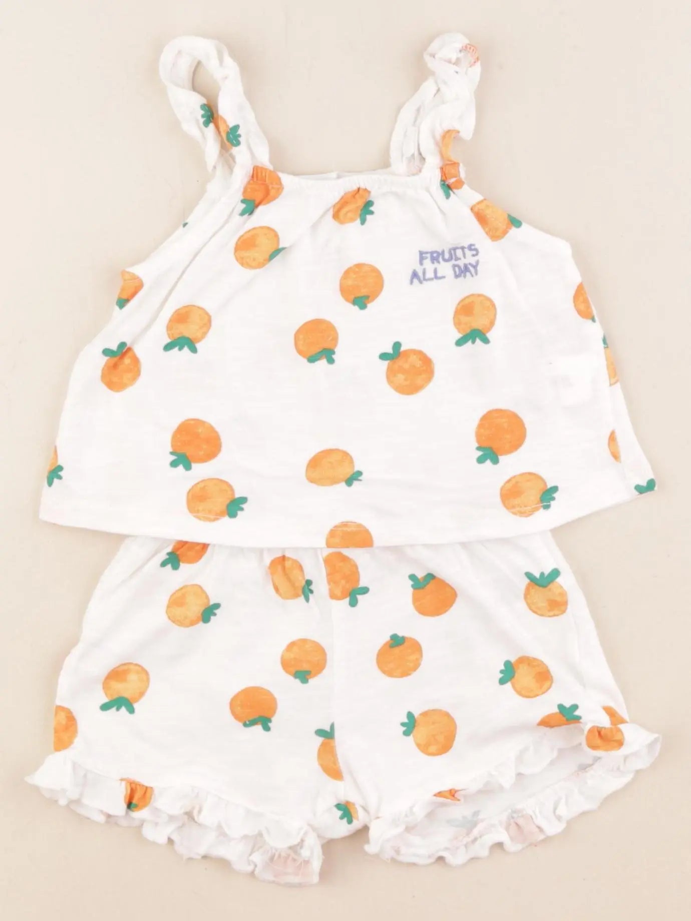 Zara - ensemble blanc, orange - 3/6 mois