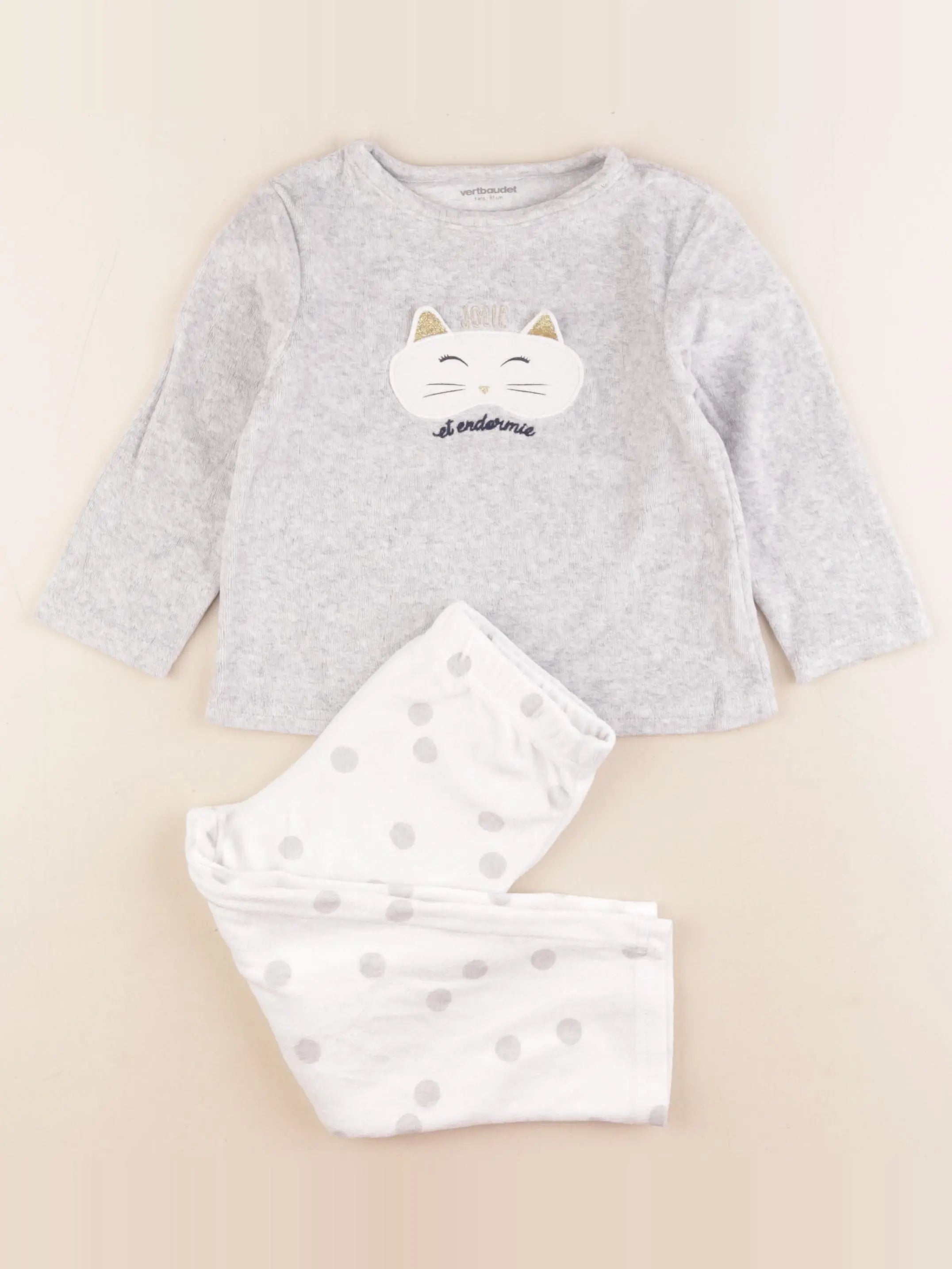 Vertbaudet - pyjama velours gris - 3 ans