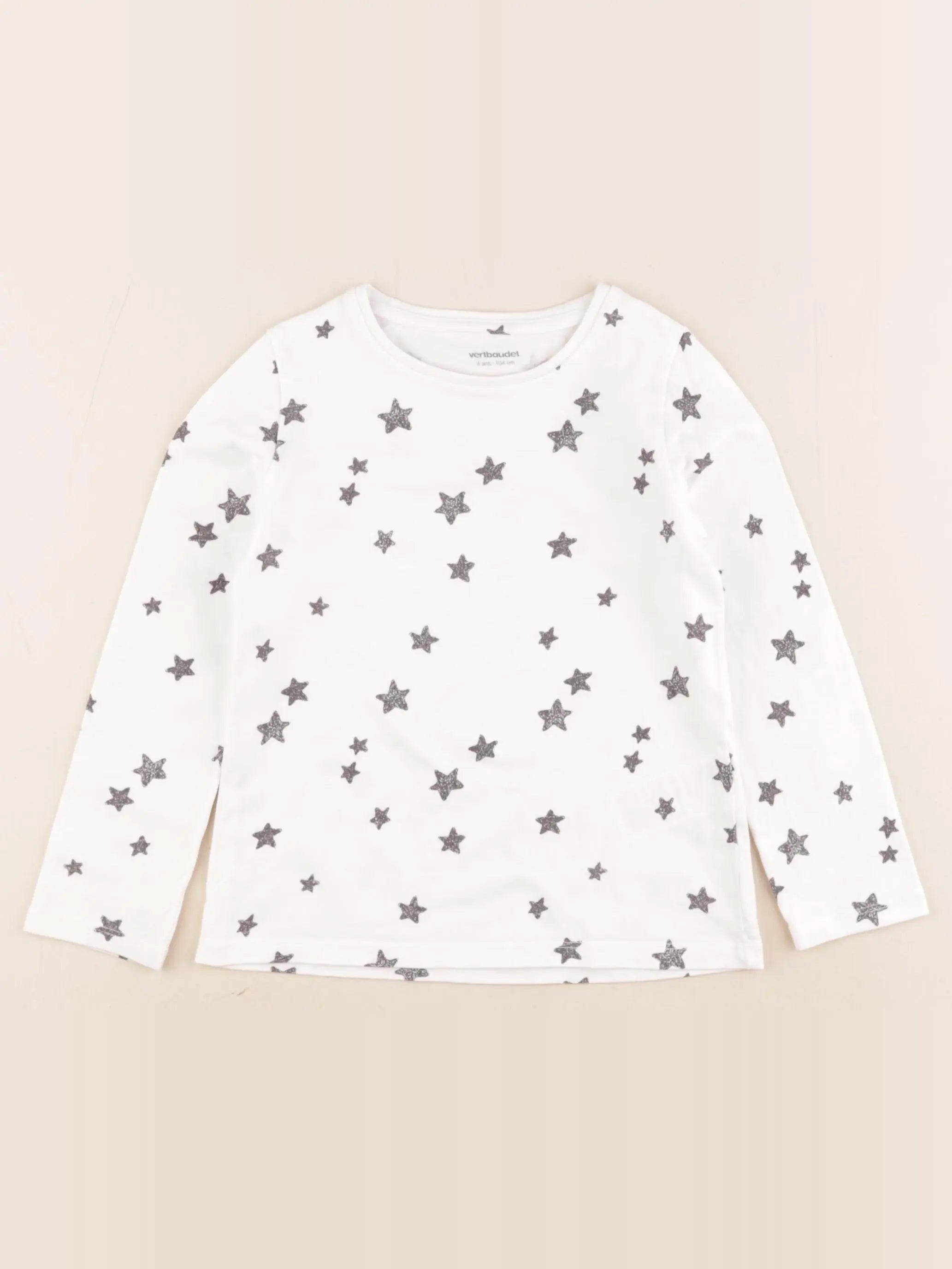 Vertbaudet - tee-shirt blanc, noir - 4 ans