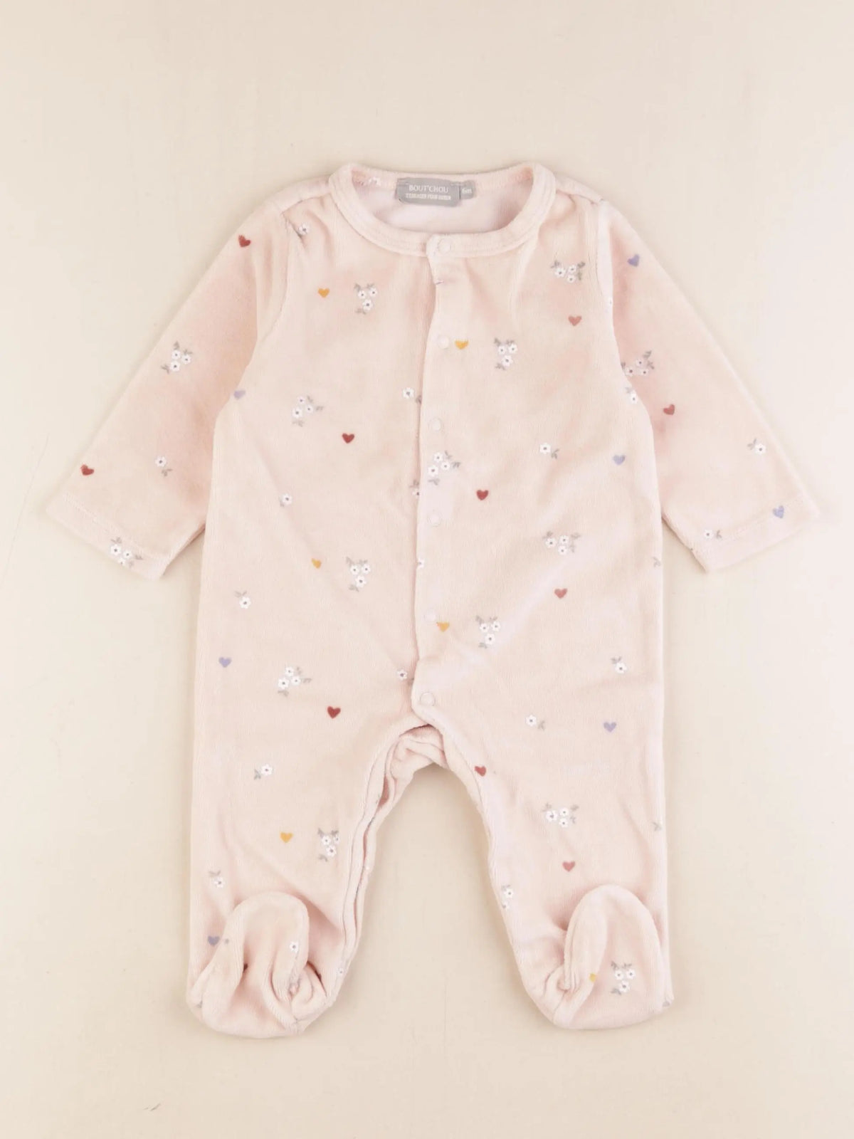 Boutchou - pyjama velours rose - 6 mois