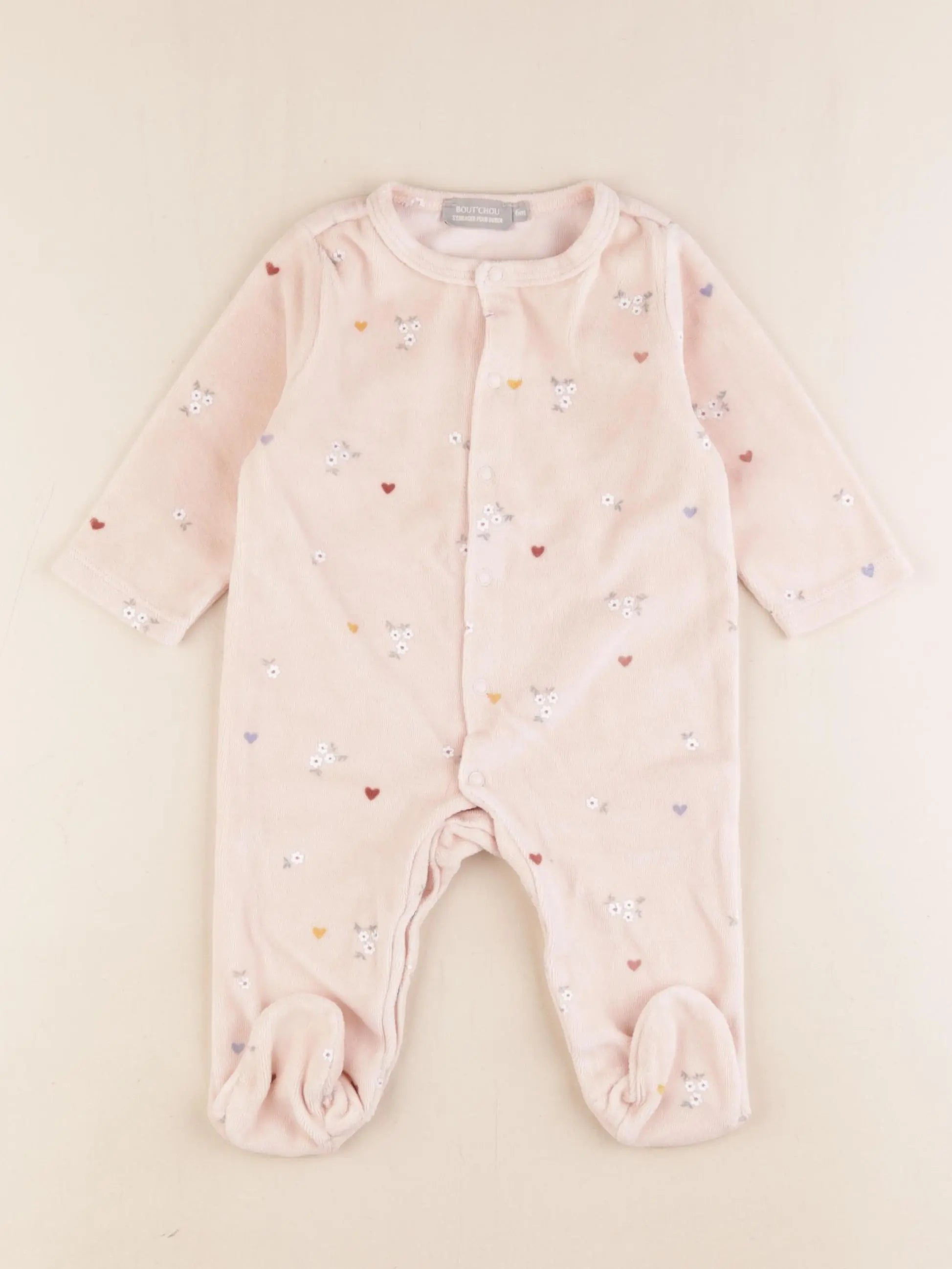 Boutchou - pyjama velours rose - 6 mois