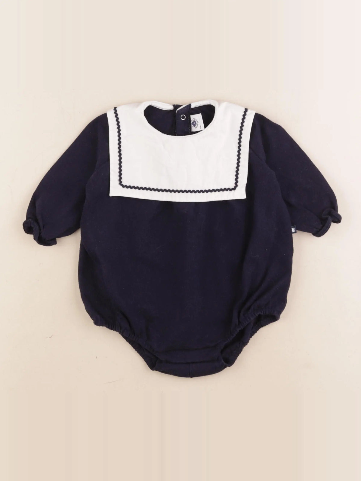 Petit Bateau - combinaison bleu, blanc - 6 mois