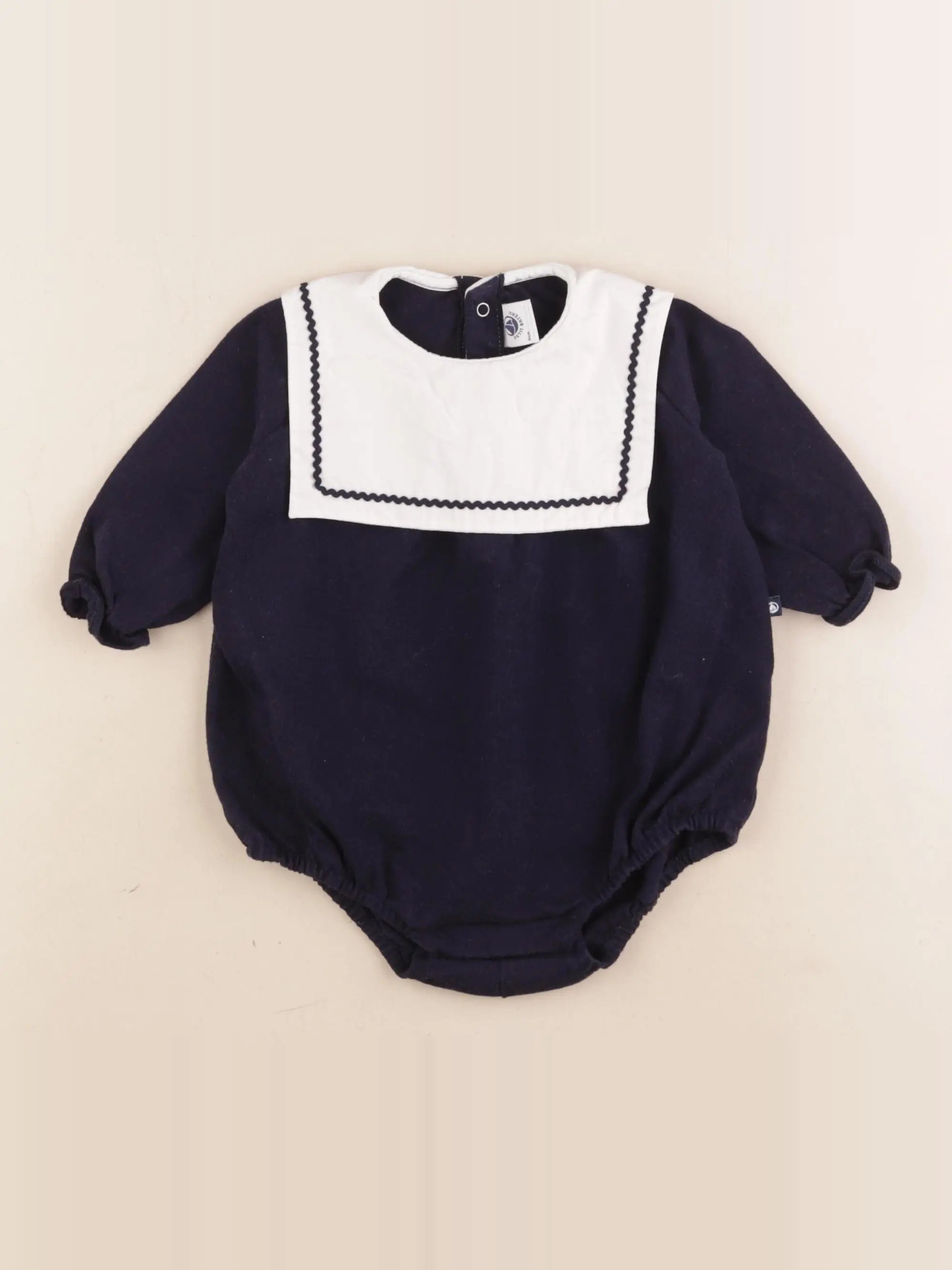 Petit Bateau - combinaison bleu, blanc - 6 mois