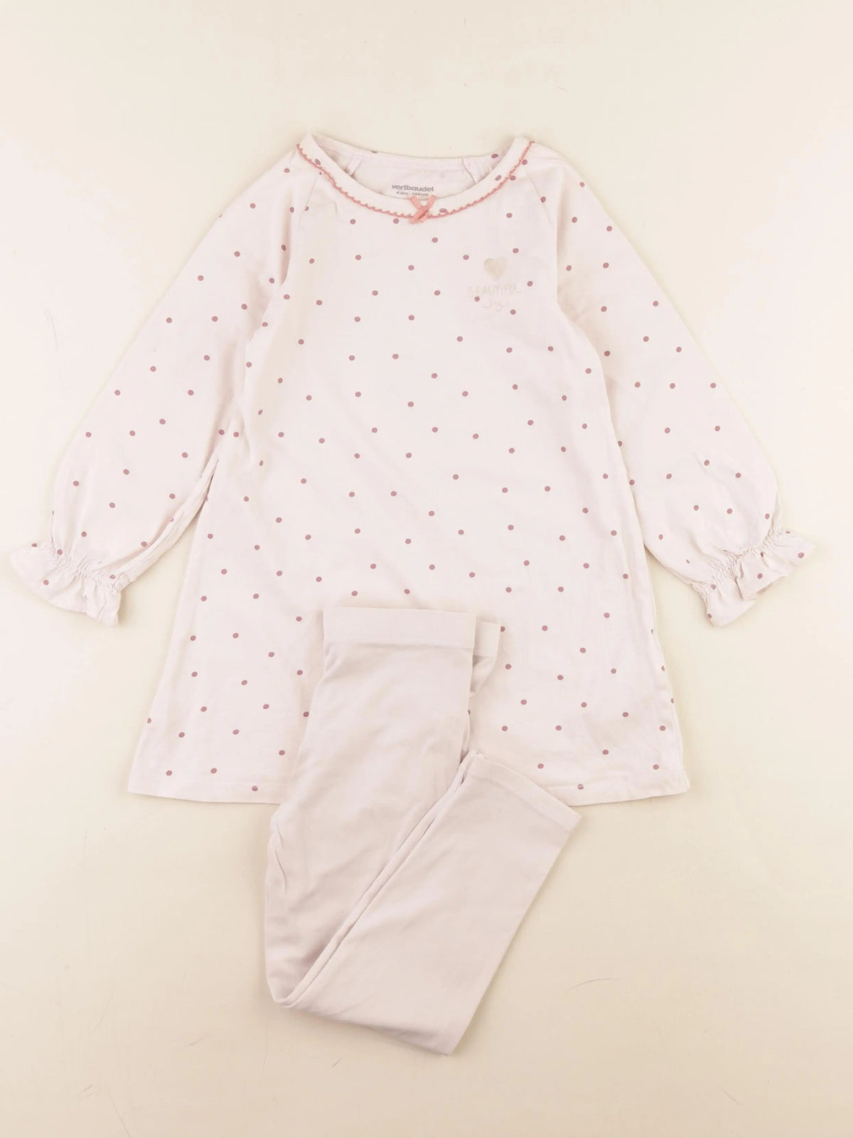 Vertbaudet - pyjama coton rose - 4 ans
