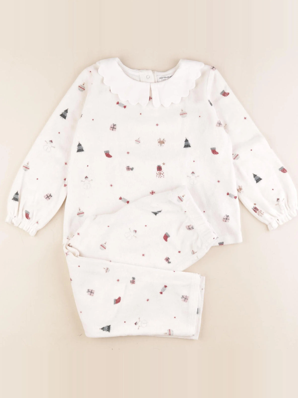 Vertbaudet - pyjama velours beige - 5 ans