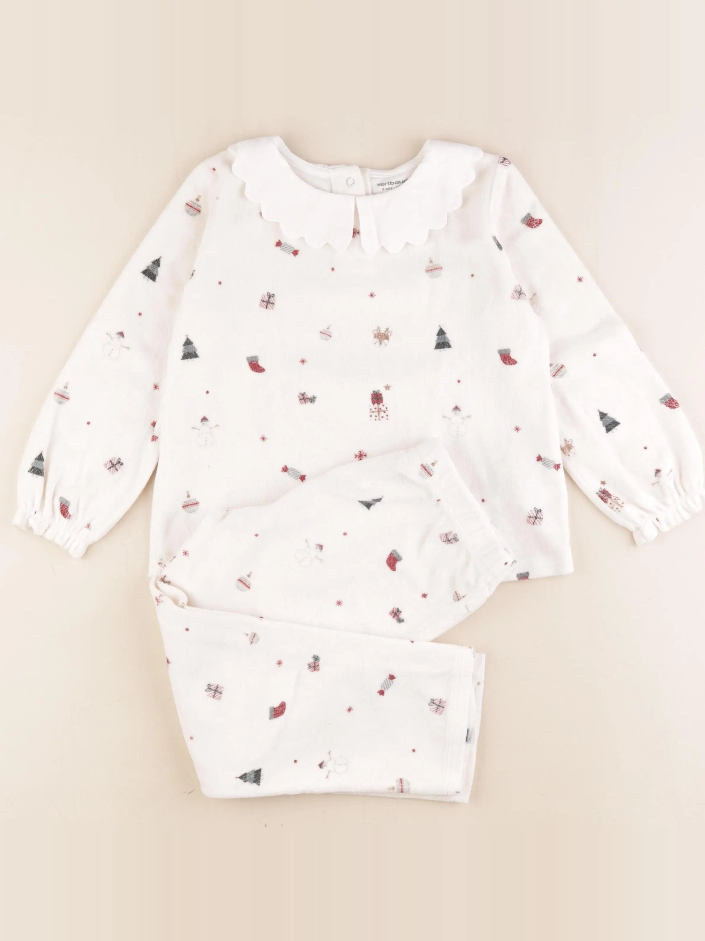 Vertbaudet - pyjama velours beige - 5 ans