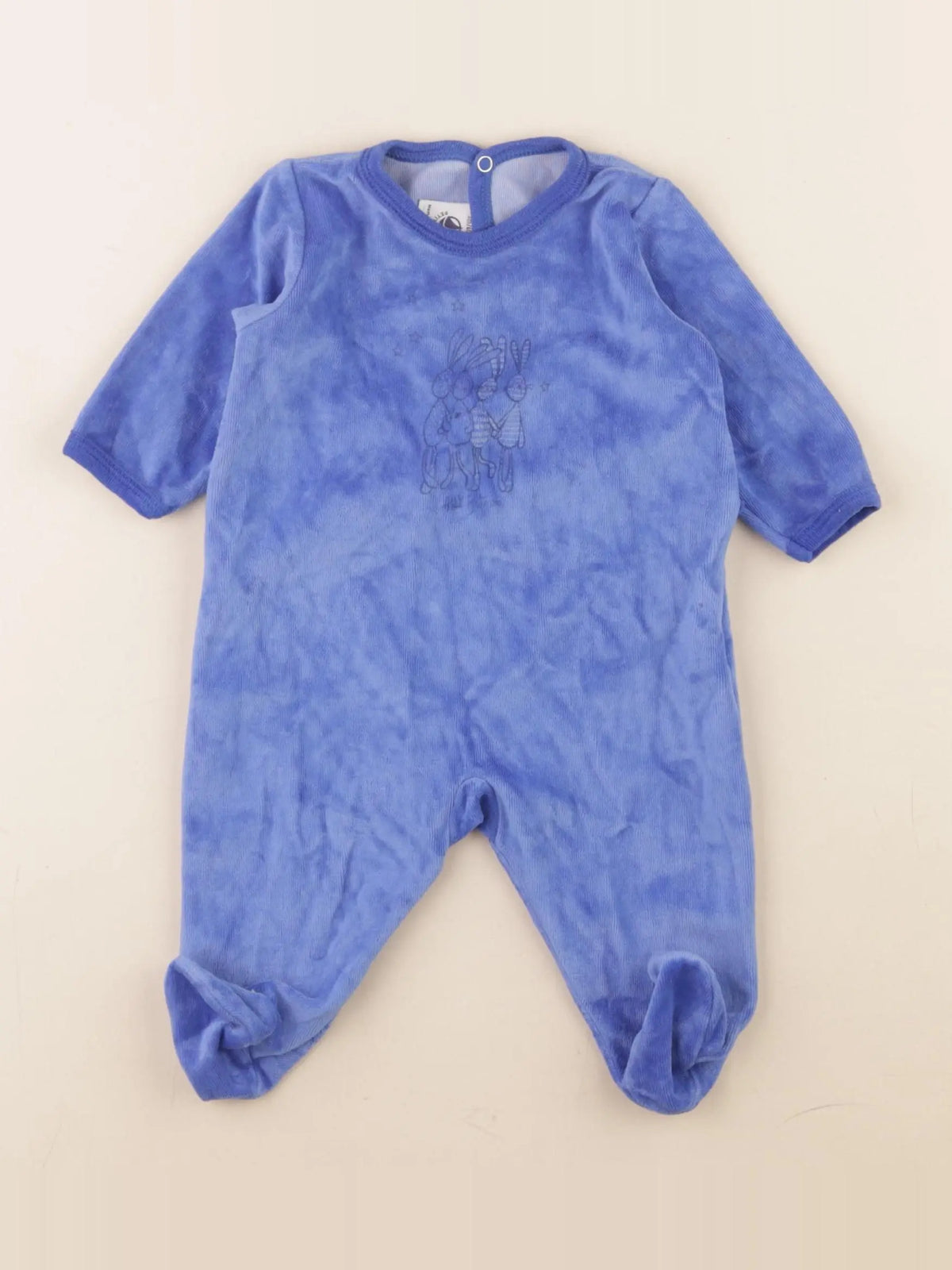 Petit Bateau - pyjama velours bleu - 3 mois